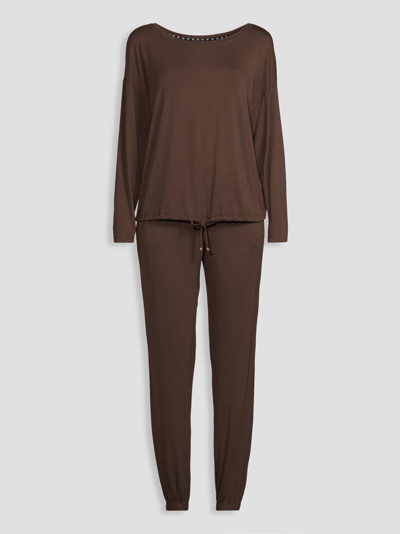 Image 7 of 7 of The Very Collection Slouchy Cuffed Pyjama Set - Brown