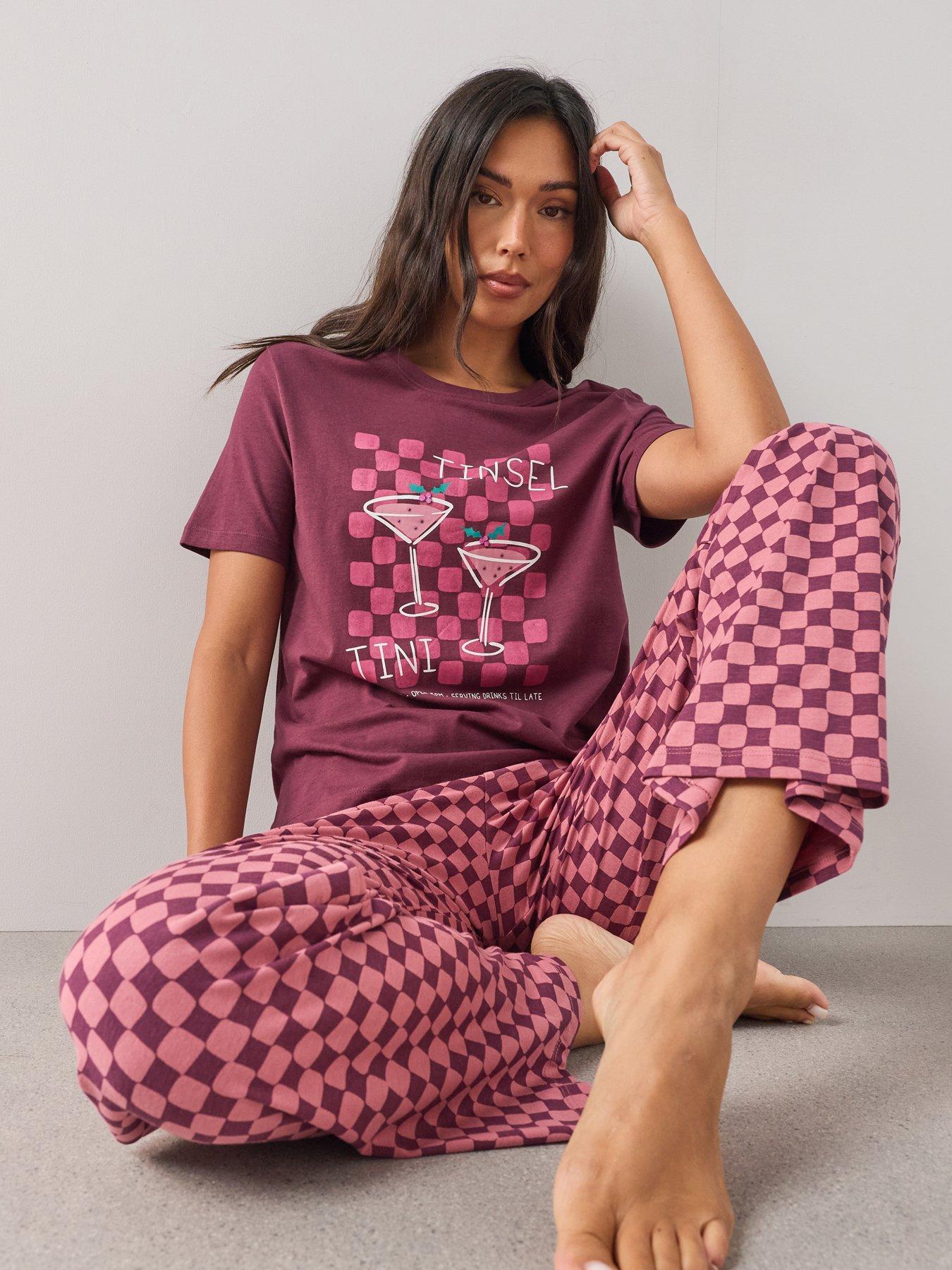 The Very Collection Short Sleeve Martini Tshirt And Wide Leg Pyjama Set
