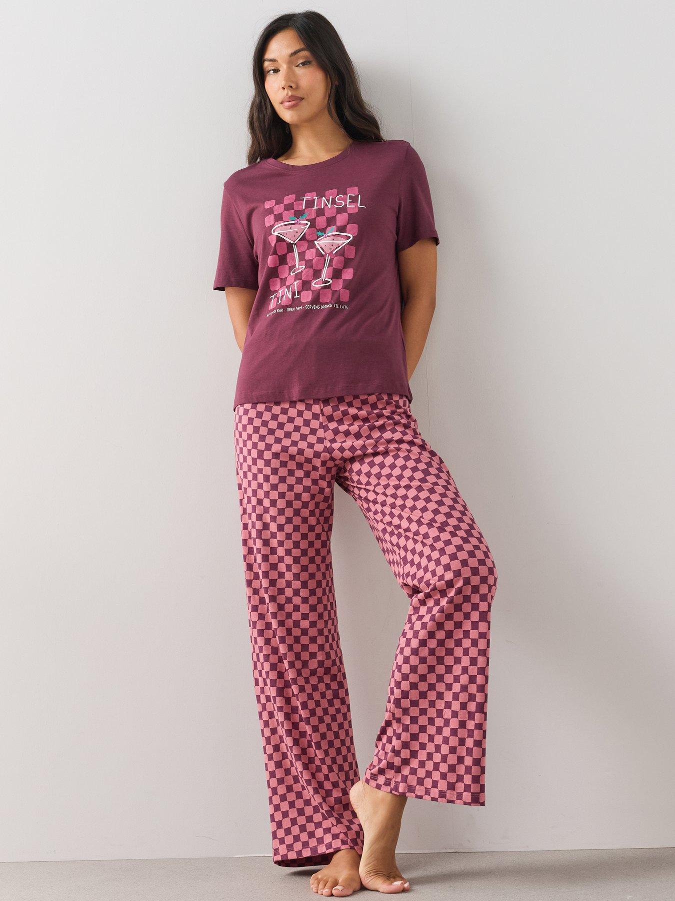 Image 3 of 6 of The Very Collection Short Sleeve Martini Tshirt And Wide Leg Pyjama Set