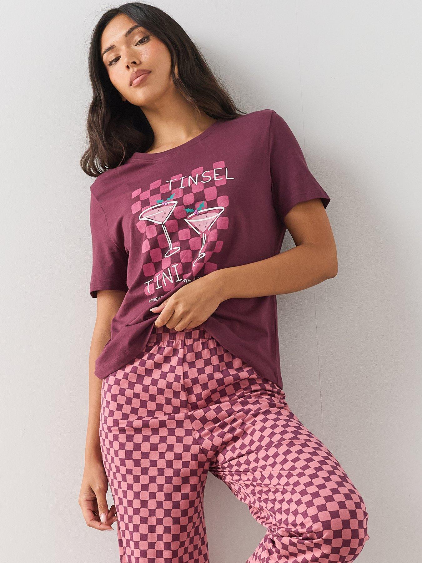 Image 4 of 6 of The Very Collection Short Sleeve Martini Tshirt And Wide Leg Pyjama Set