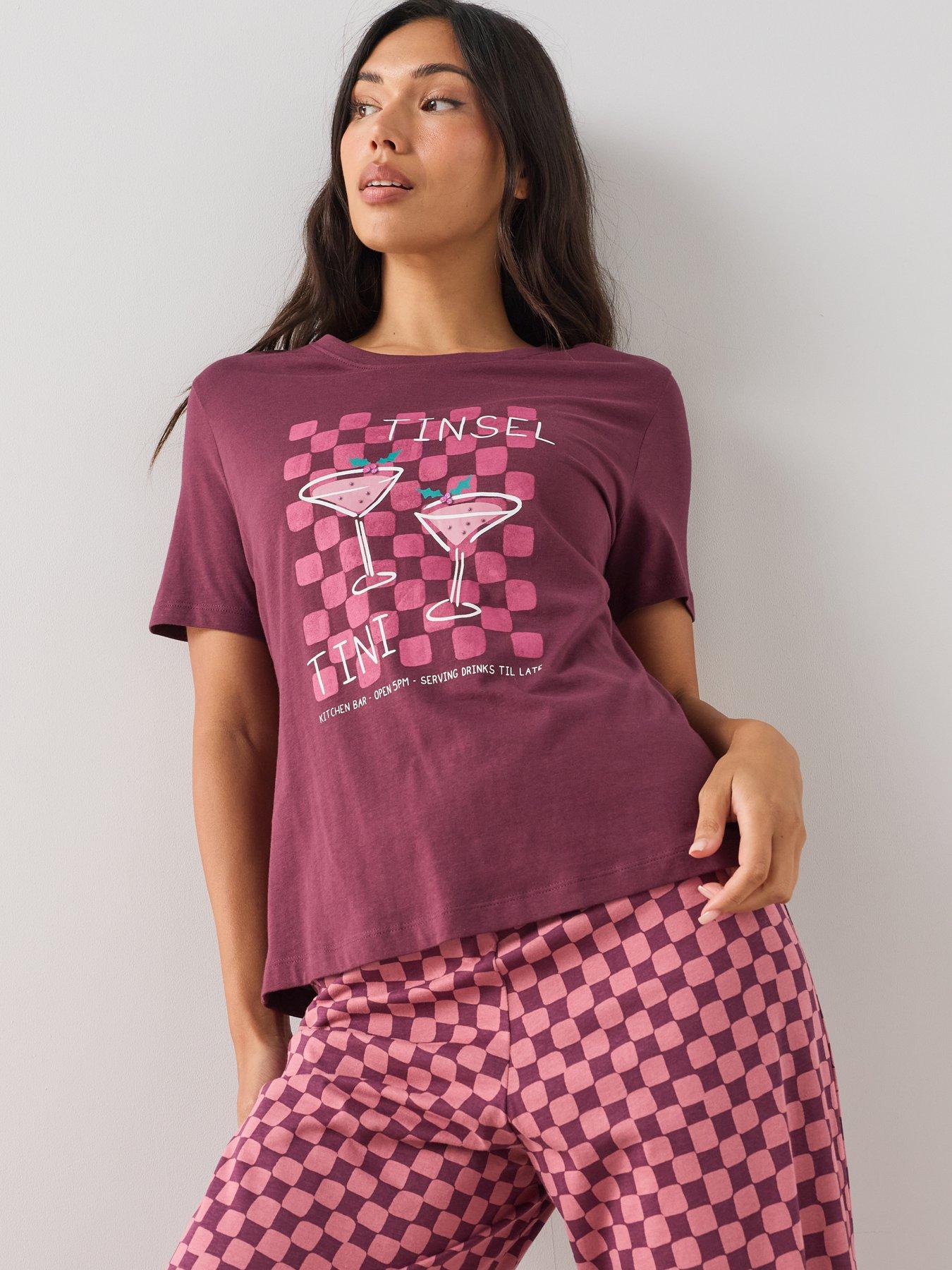 Image 5 of 6 of The Very Collection Short Sleeve Martini Tshirt And Wide Leg Pyjama Set