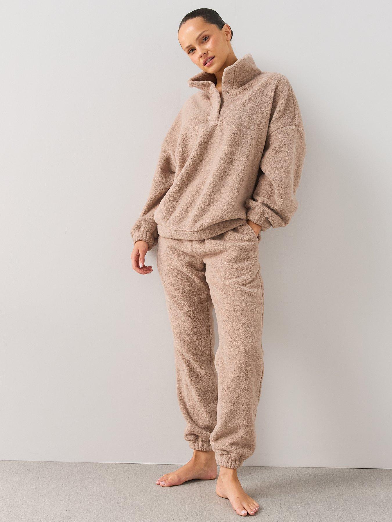 Image 3 of 7 of The Very Collection Funnel Neck Borg And Jogger Loungewear Set