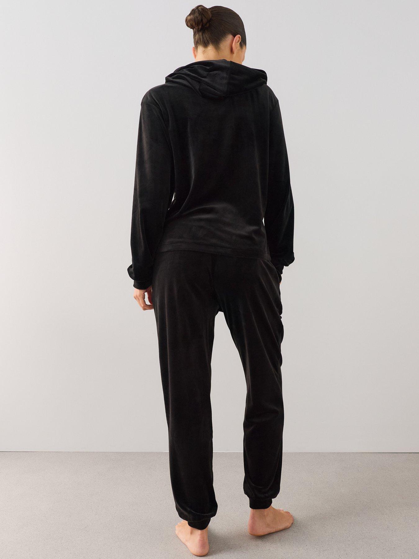 Image 2 of 7 of The Very Collection Velour Hoody And Jogger Loungewear Set - Black