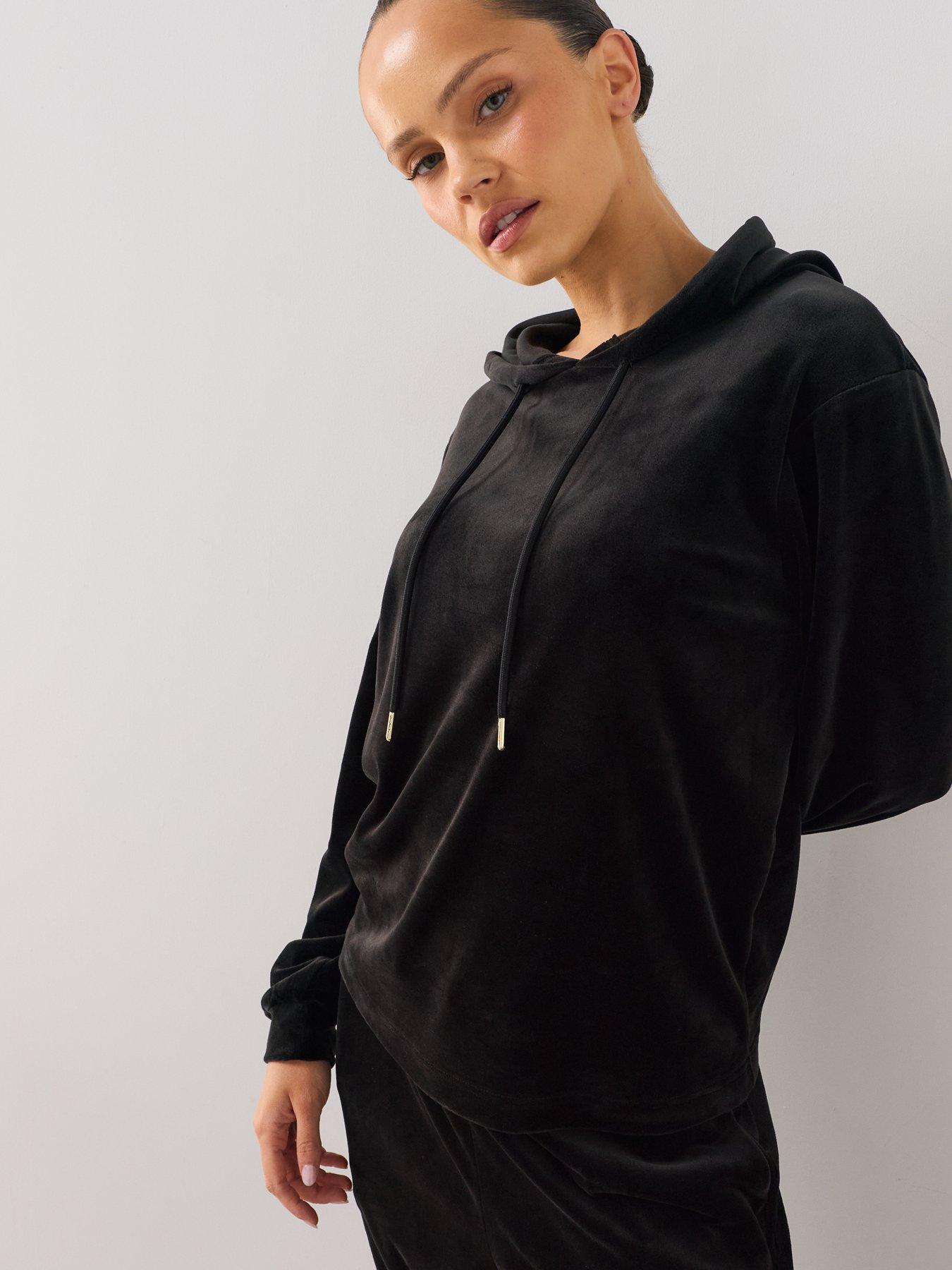 Image 4 of 7 of The Very Collection Velour Hoody And Jogger Loungewear Set - Black
