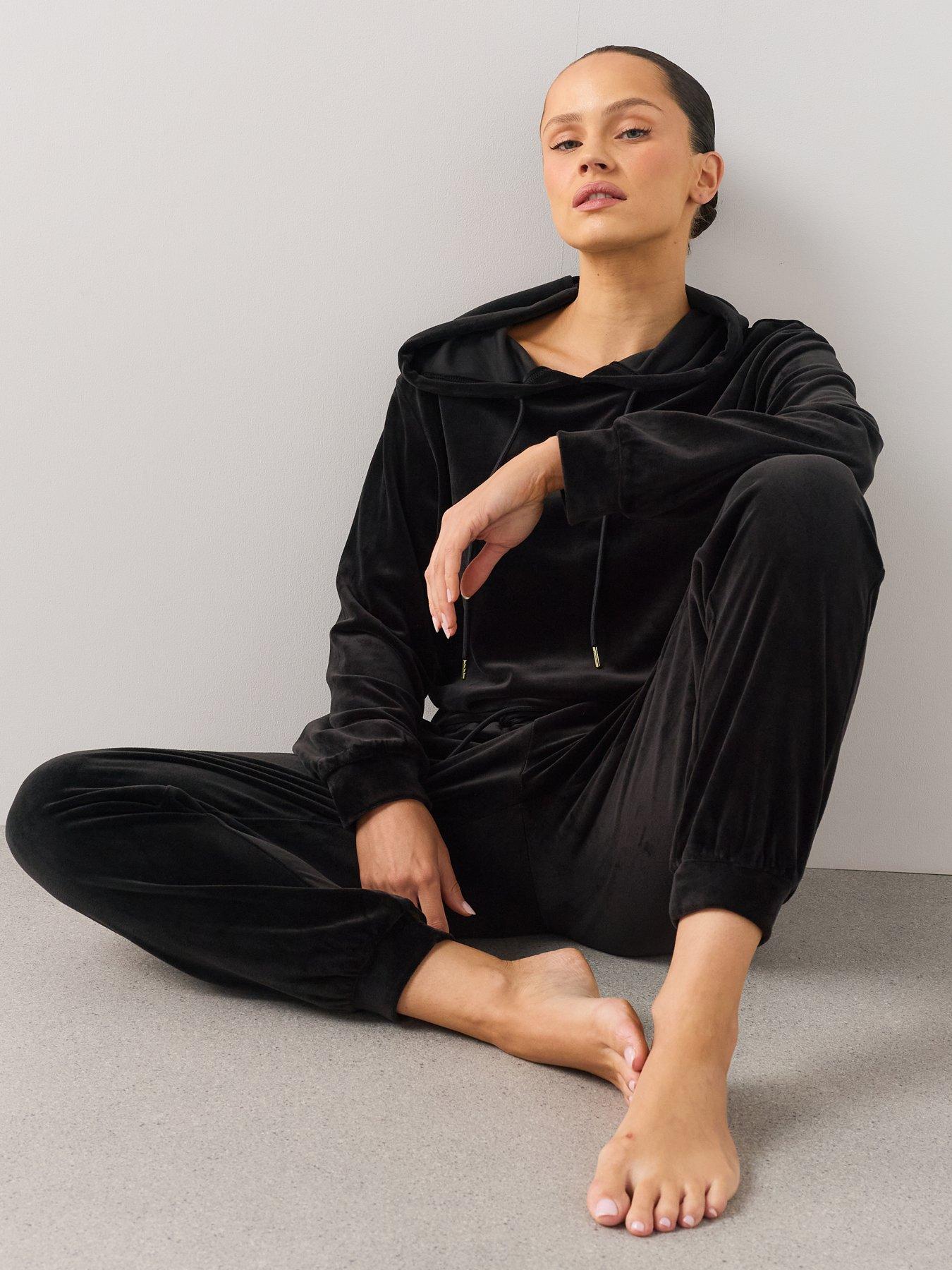 Image 5 of 7 of The Very Collection Velour Hoody And Jogger Loungewear Set - Black