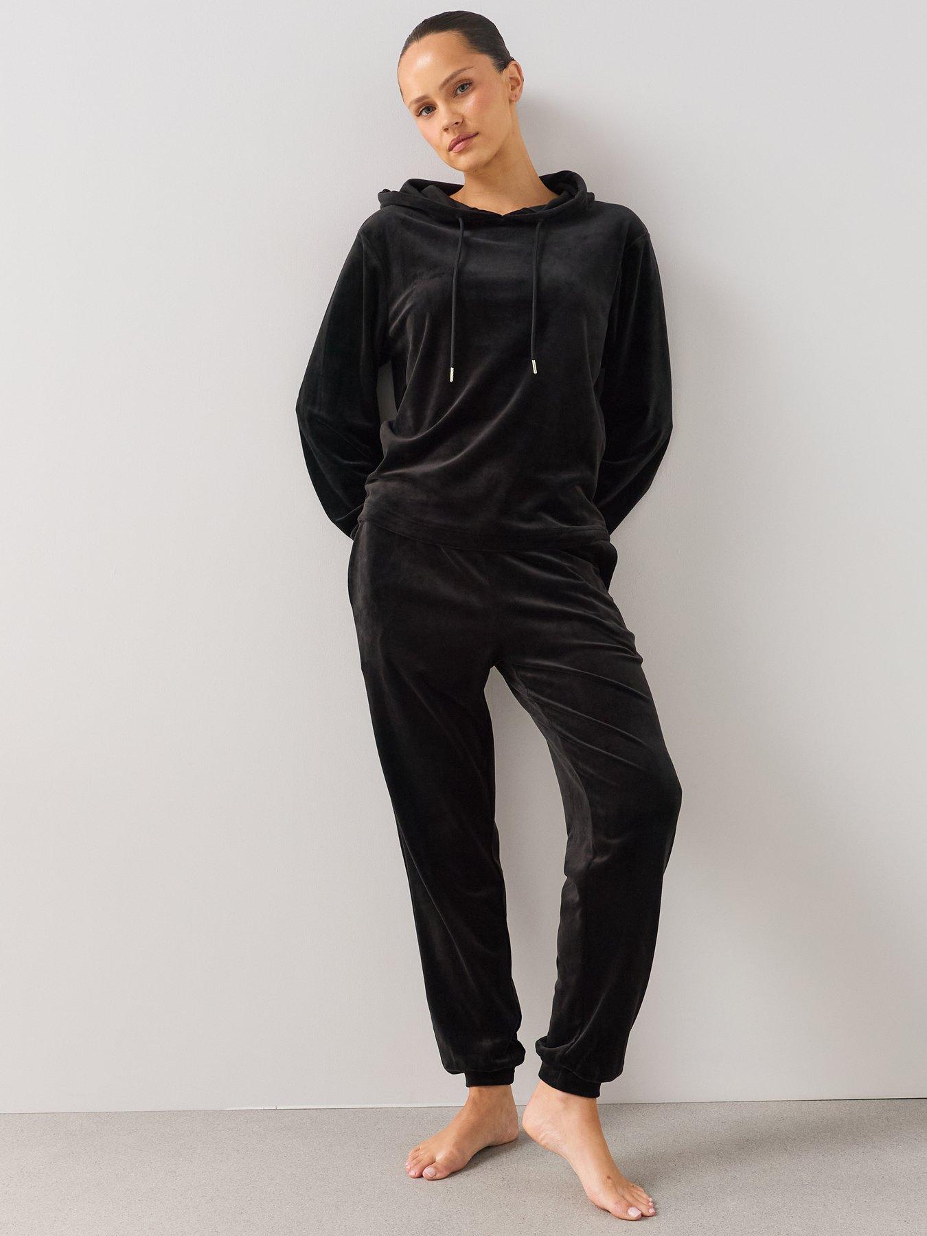 Image 6 of 7 of The Very Collection Velour Hoody And Jogger Loungewear Set - Black