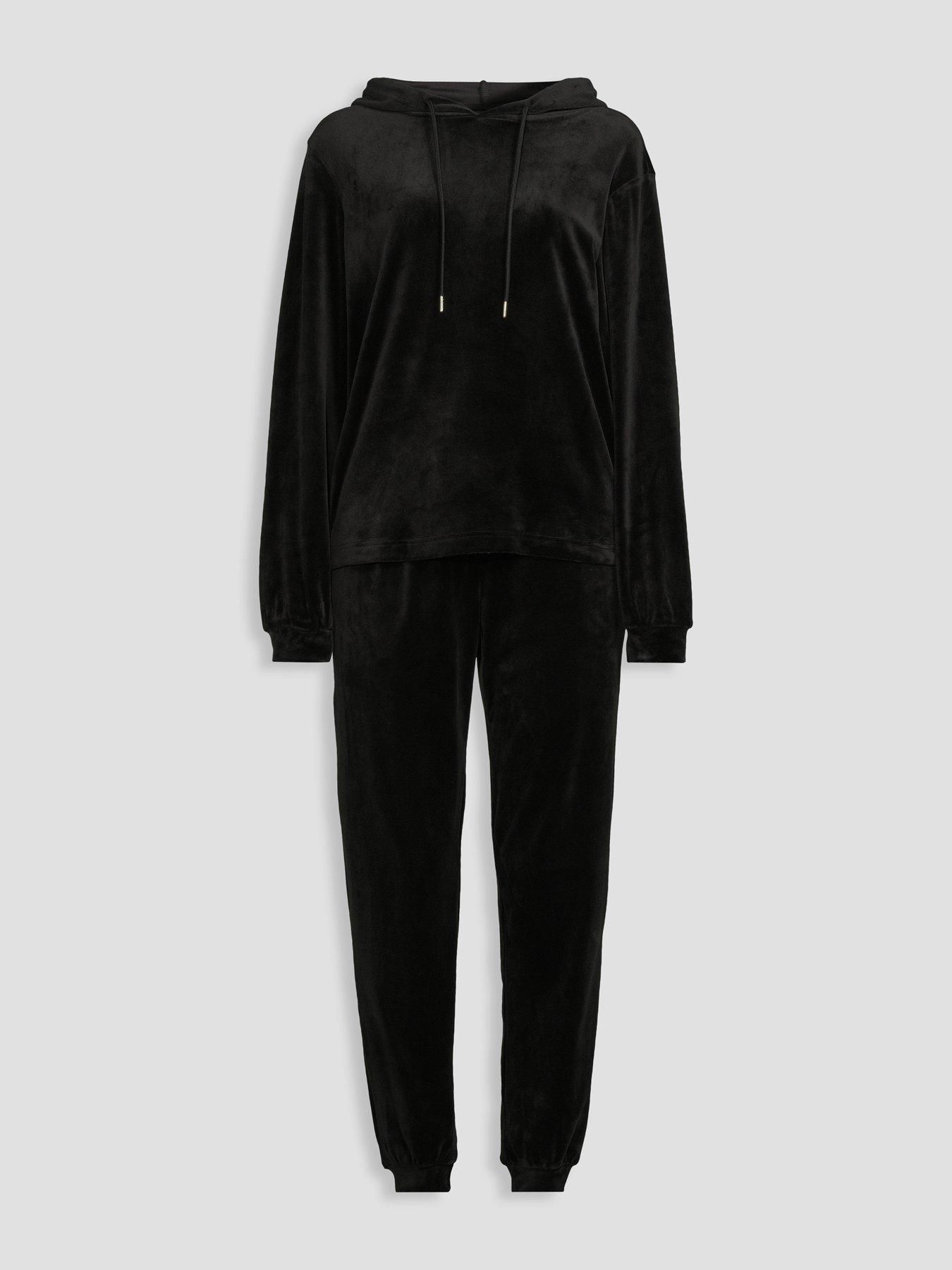 Image 7 of 7 of The Very Collection Velour Hoody And Jogger Loungewear Set - Black
