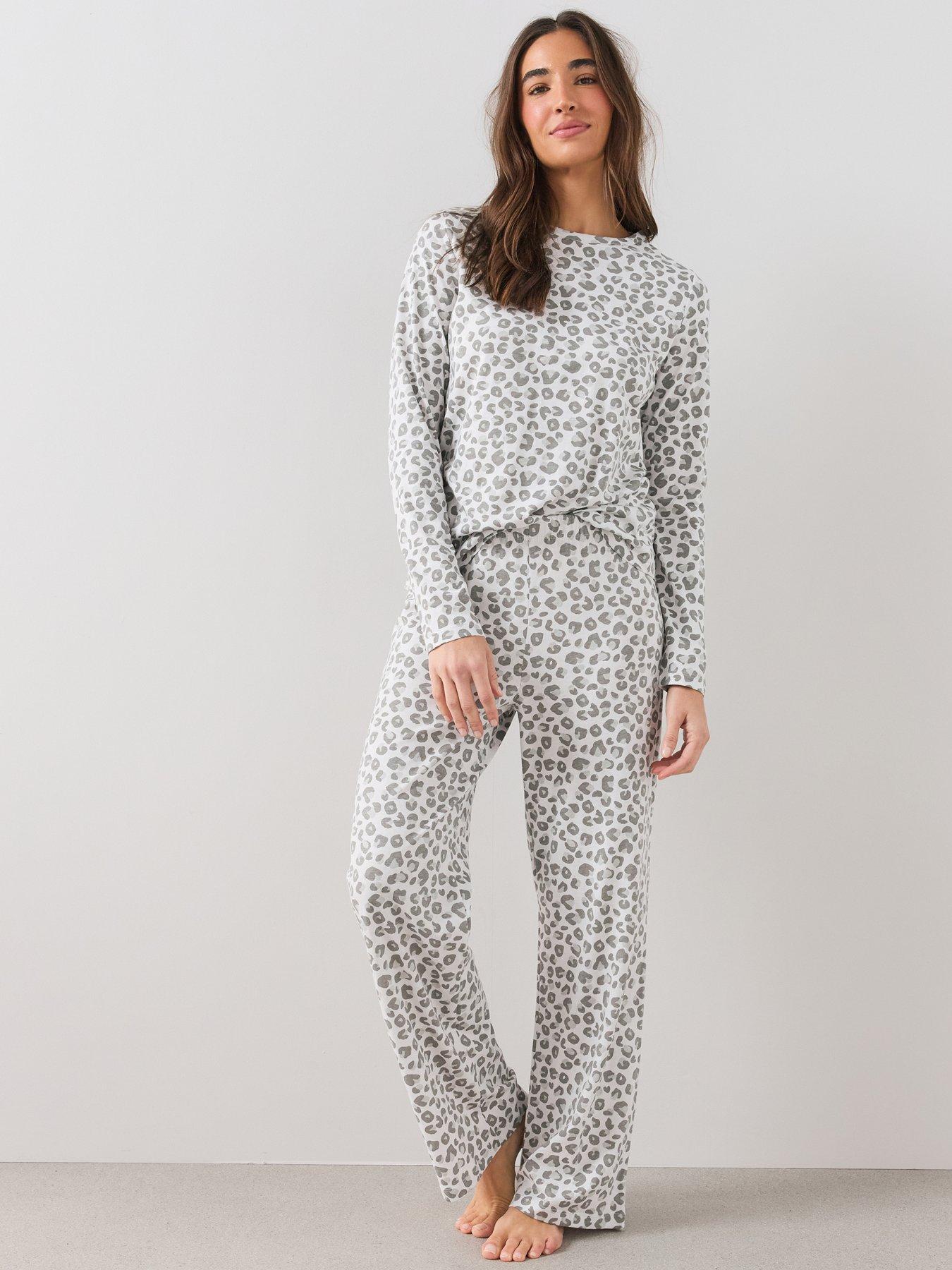 The Very Collection 2 Pack Cotton Long Sleeve Top And Wide Leg Pyjama Set