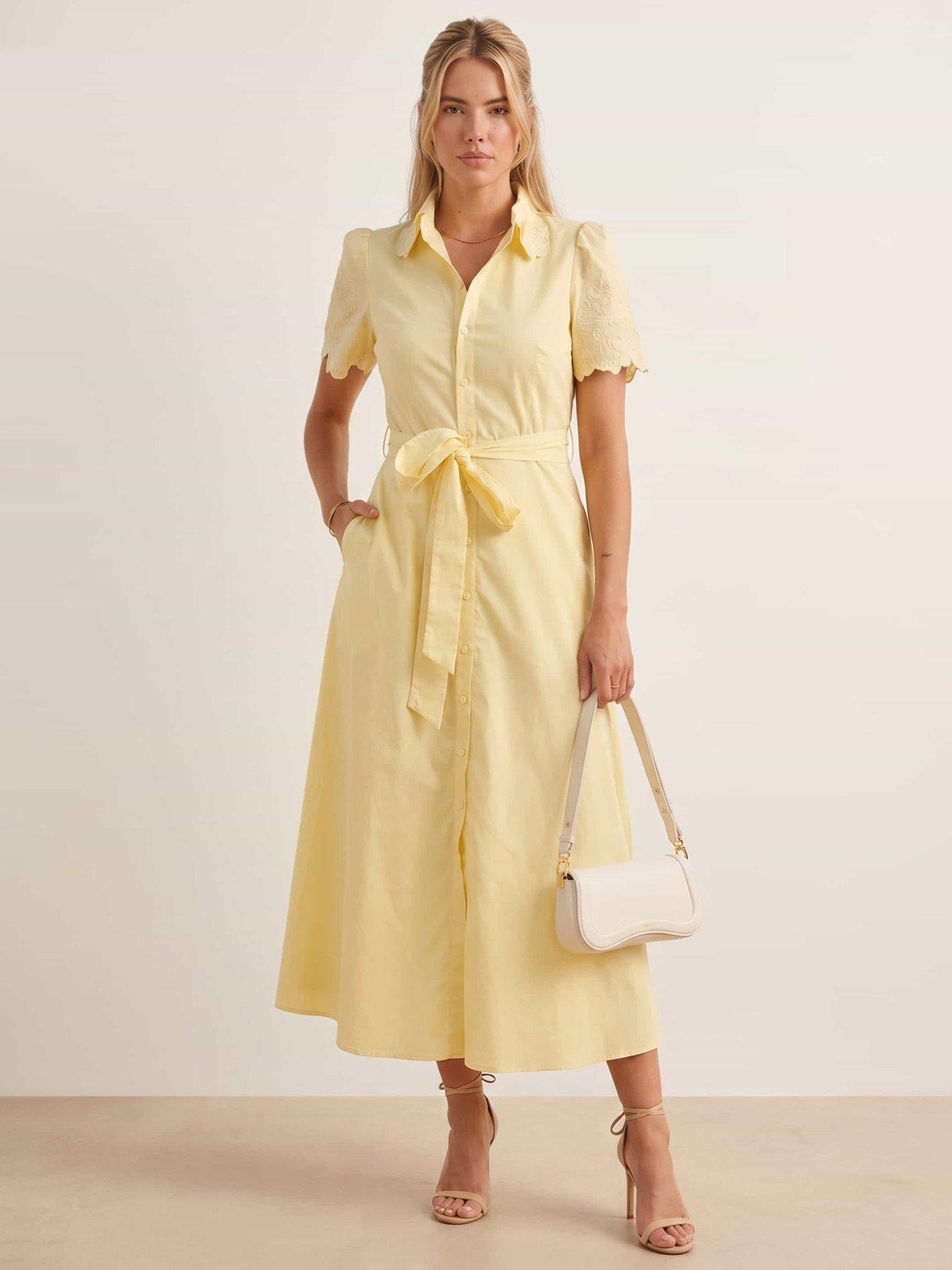 Style Cheat Laser Cut Shirt Dressâ - Yellow