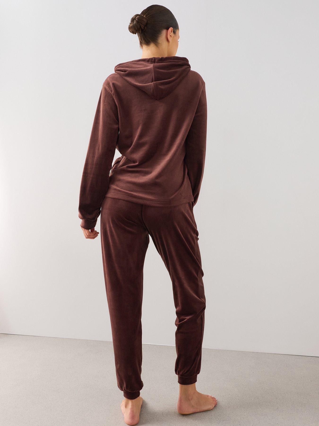 Image 2 of 7 of The Very Collection Velour Loungewear Set - Brown