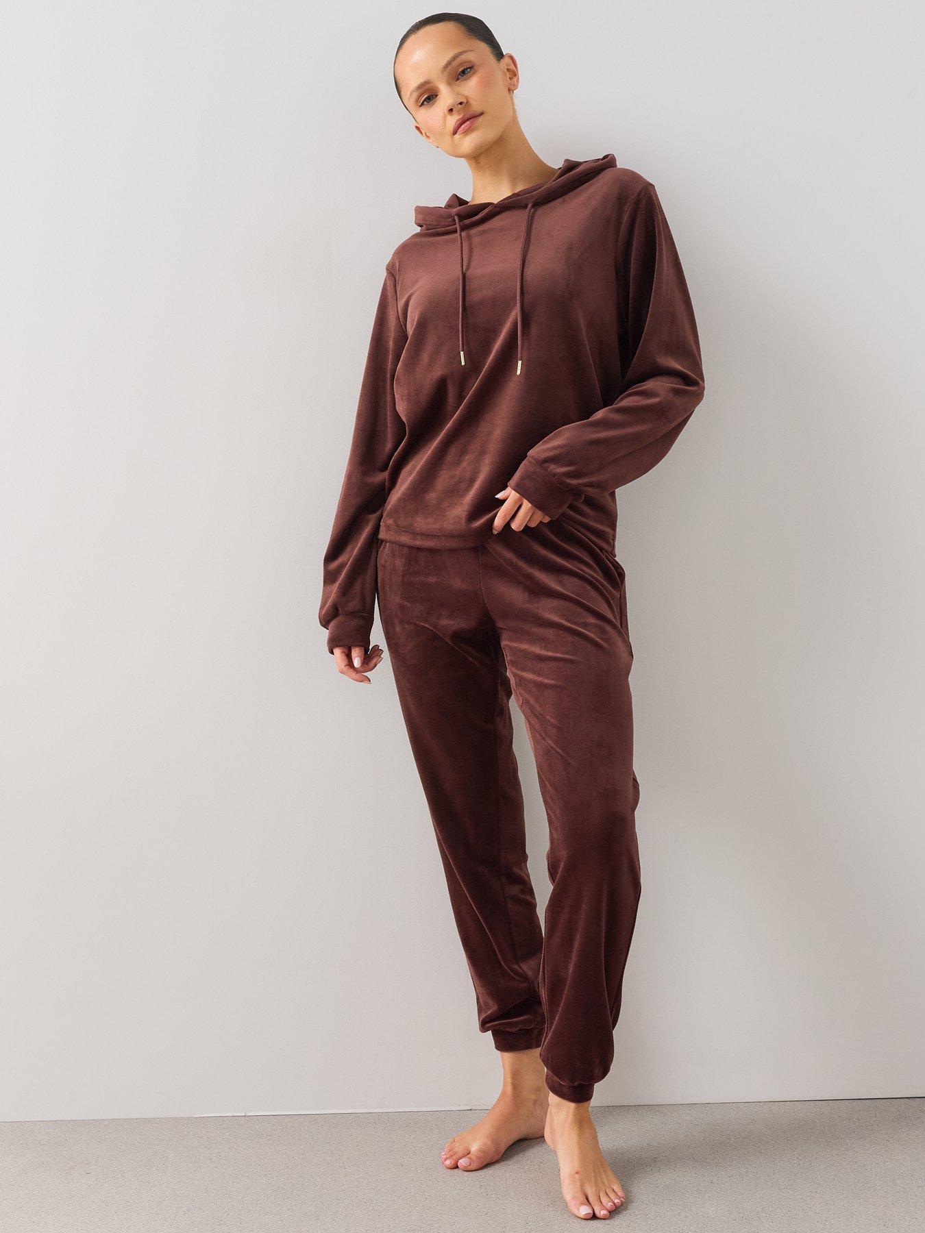 Image 3 of 7 of The Very Collection Velour Loungewear Set - Brown