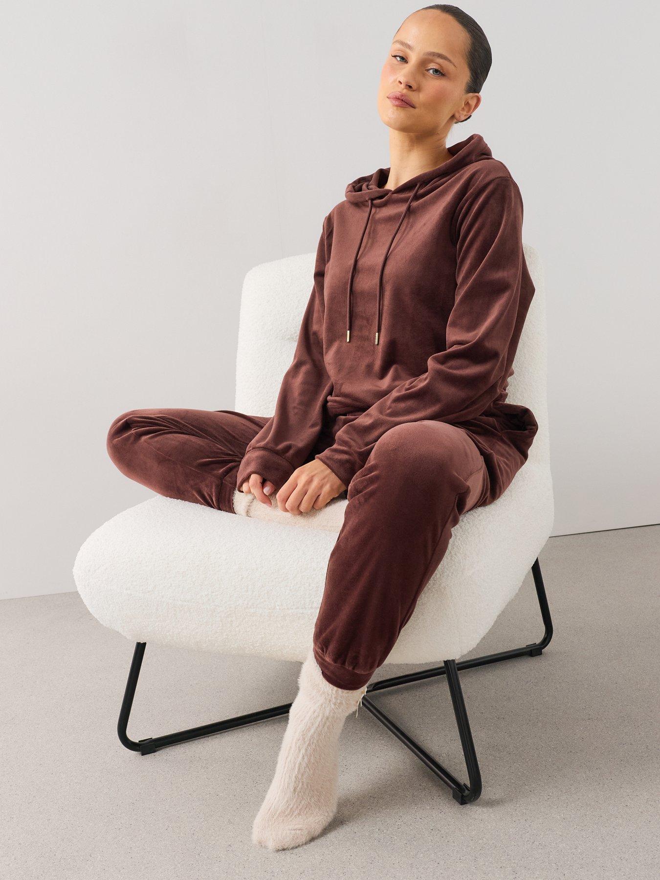 Image 5 of 7 of The Very Collection Velour Loungewear Set - Brown