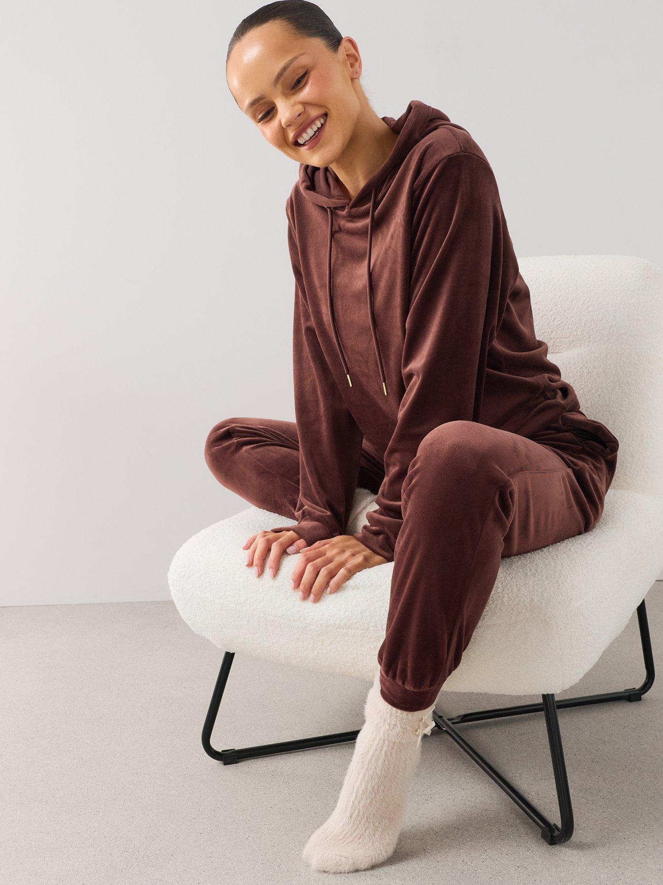 Image 6 of 7 of The Very Collection Velour Loungewear Set - Brown
