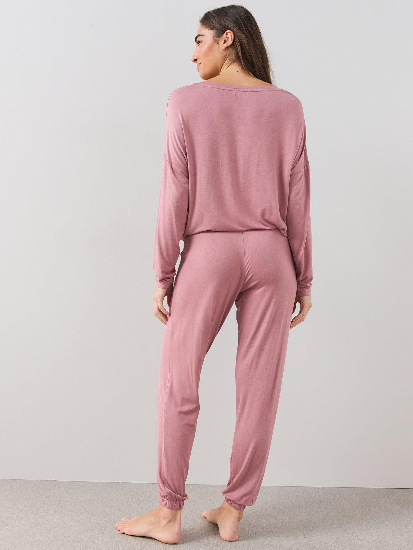 Image 2 of 6 of The Very Collection Slouchy Tie Front Top And Jogger Pyjama Set