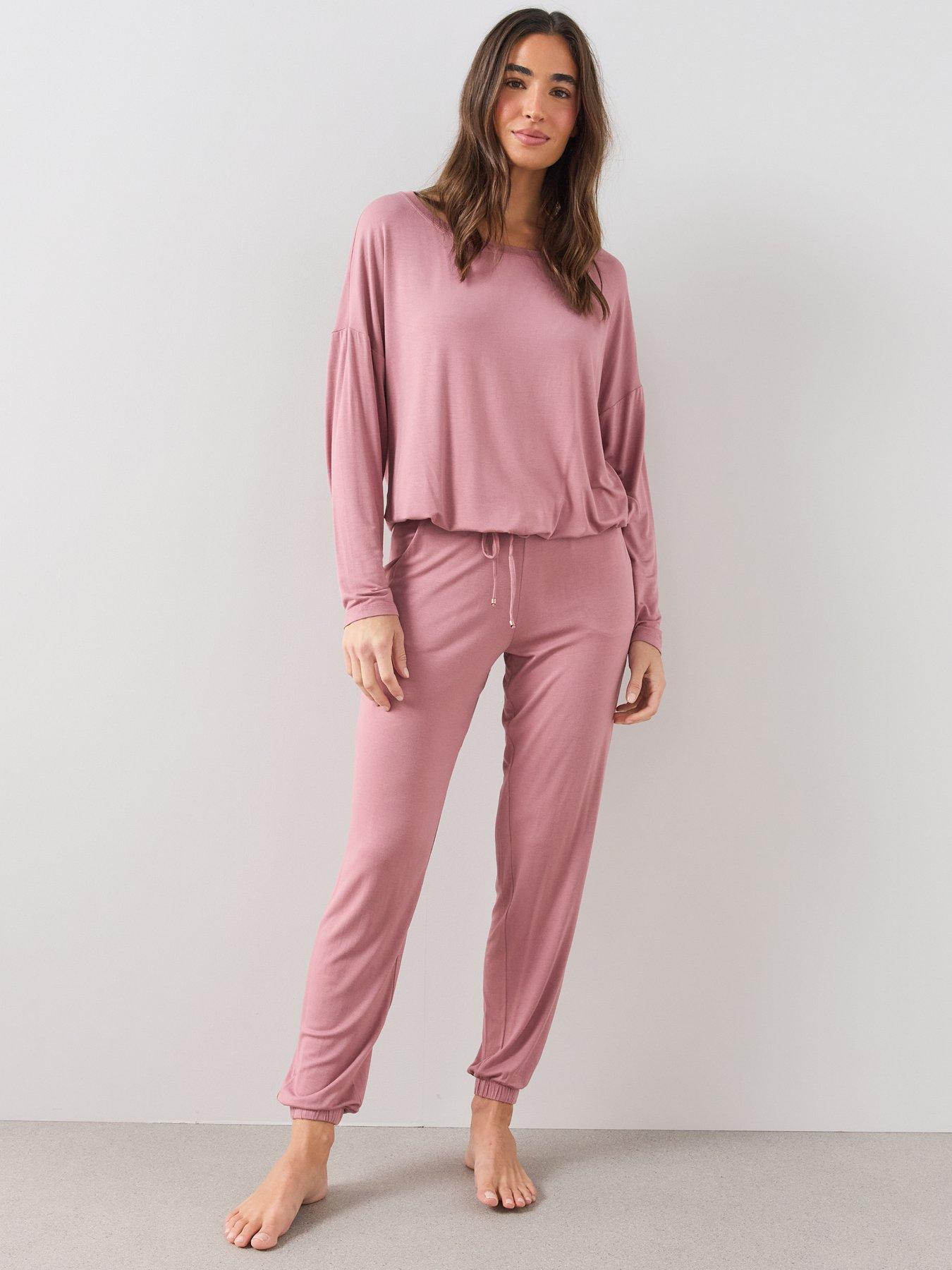 Image 3 of 6 of The Very Collection Slouchy Tie Front Top And Jogger Pyjama Set