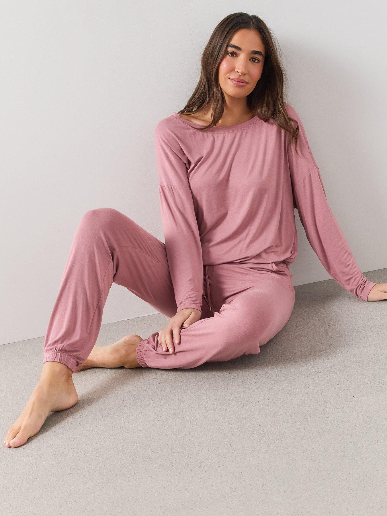 Image 6 of 6 of The Very Collection Slouchy Tie Front Top And Jogger Pyjama Set