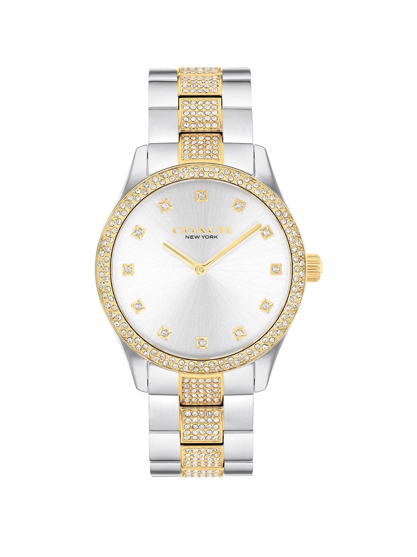 COACH Ladies Brooks Two Tone Stainless & Gold IP Bracelet Watch