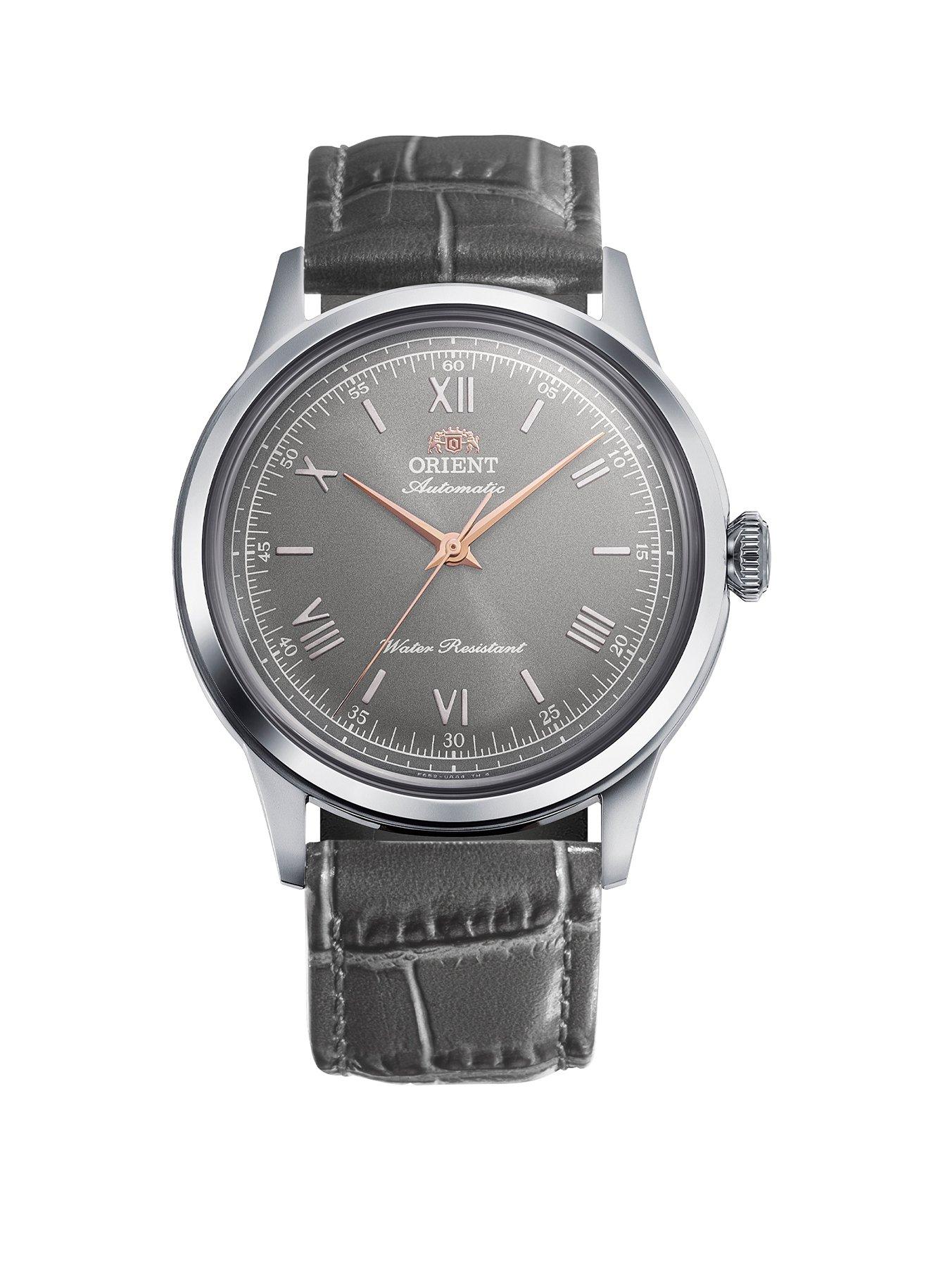  image of orient-bambino-38mm-non-date-red-dial-brown-leather-strap