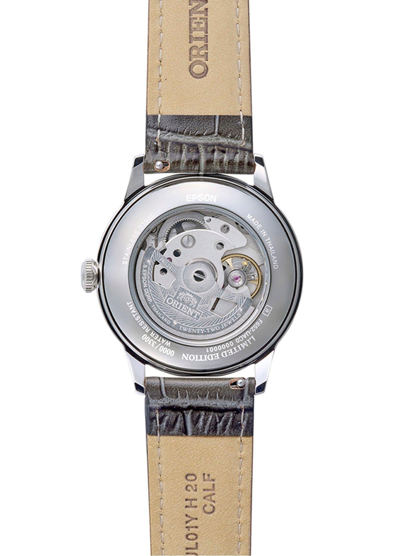  image of orient-bambino-38mm-non-date-red-dial-brown-leather-strap