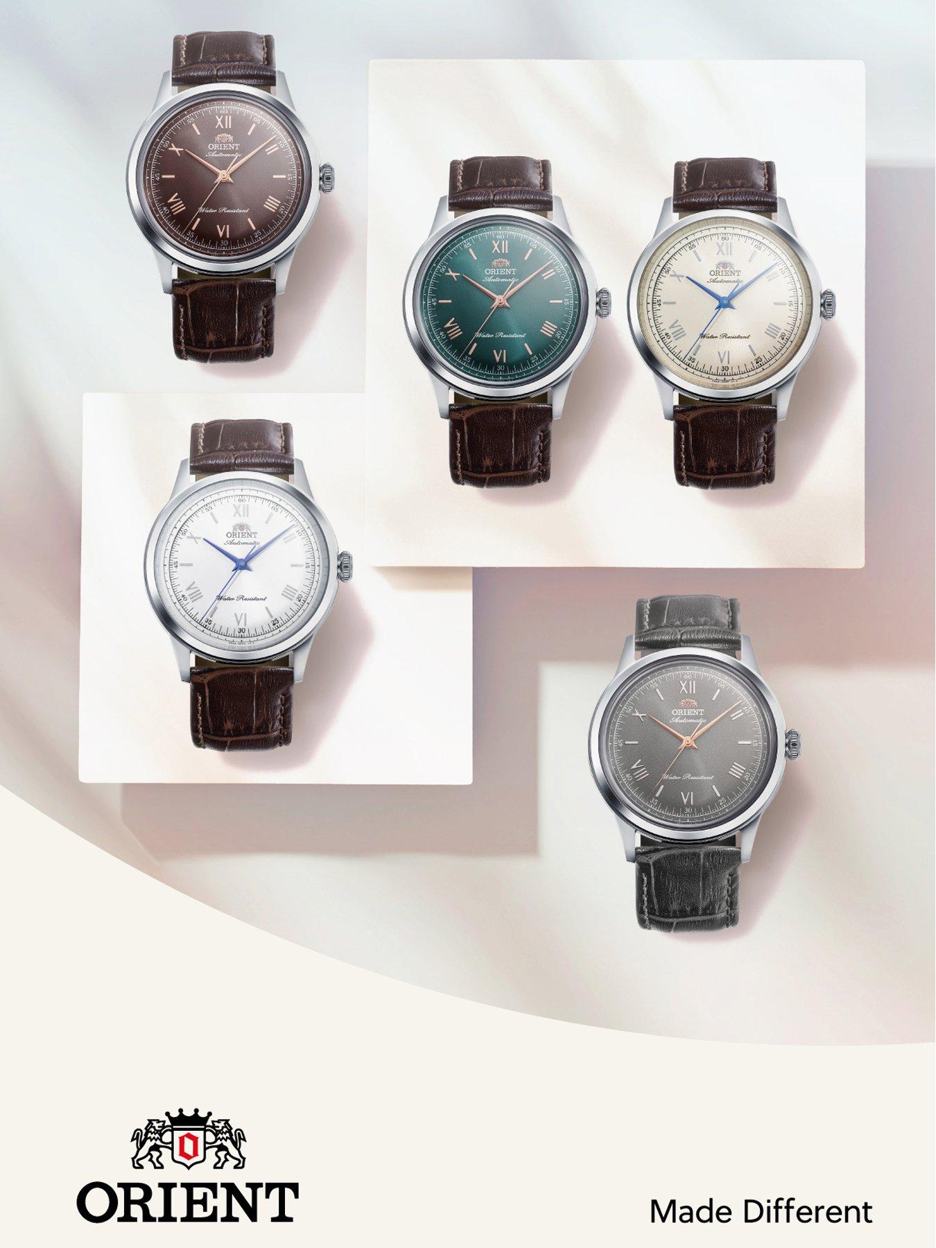  image of orient-bambino-38mm-non-date-red-dial-brown-leather-strap