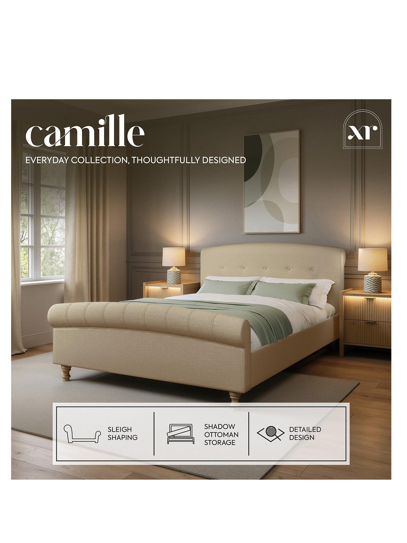 Image 2 of 7 of XR Living Camille Sleigh Shadow Ottoman Bed&nbsp;- Natural Stone