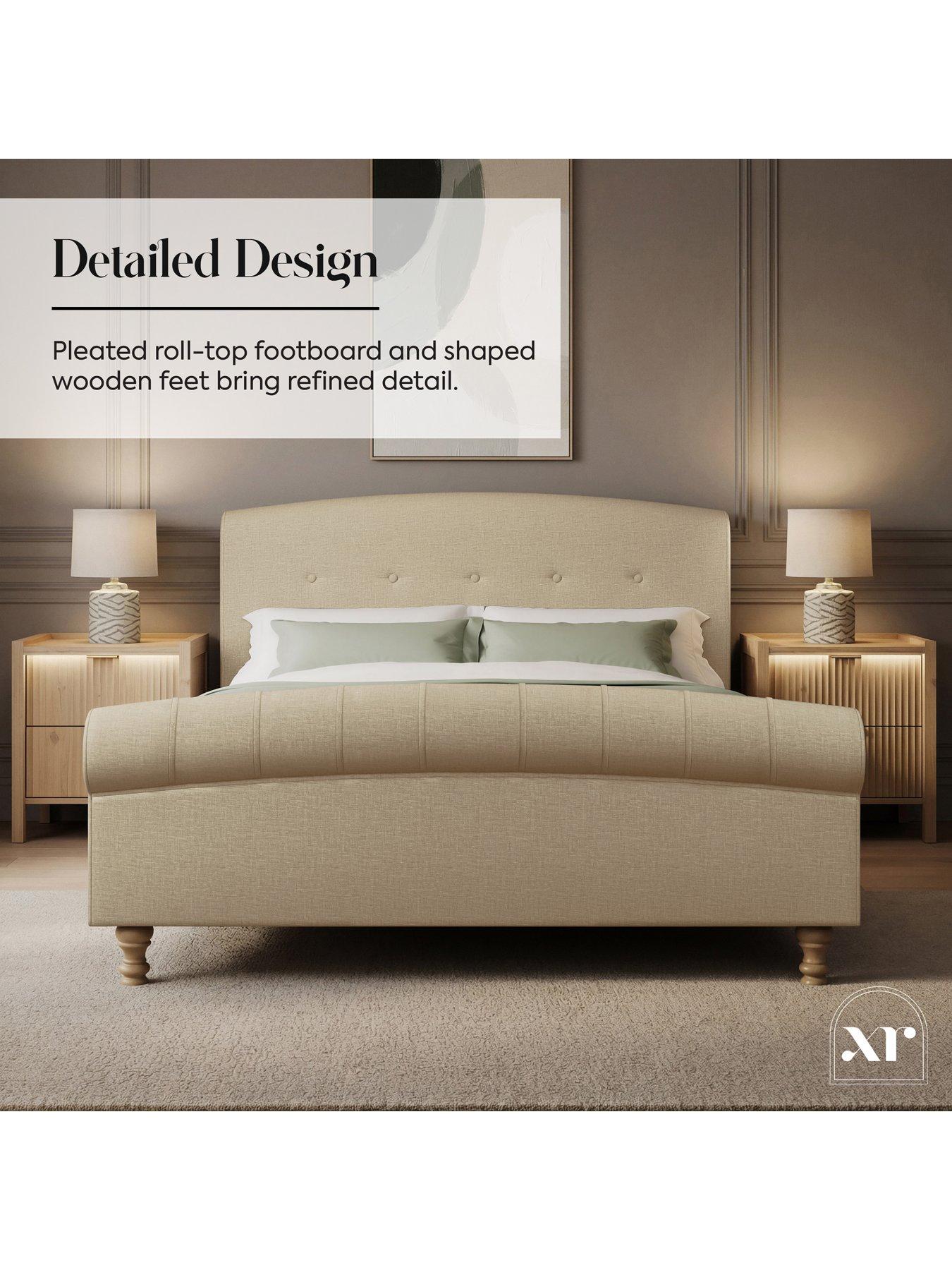 Image 4 of 7 of XR Living Camille Sleigh Shadow Ottoman Bed&nbsp;- Natural Stone