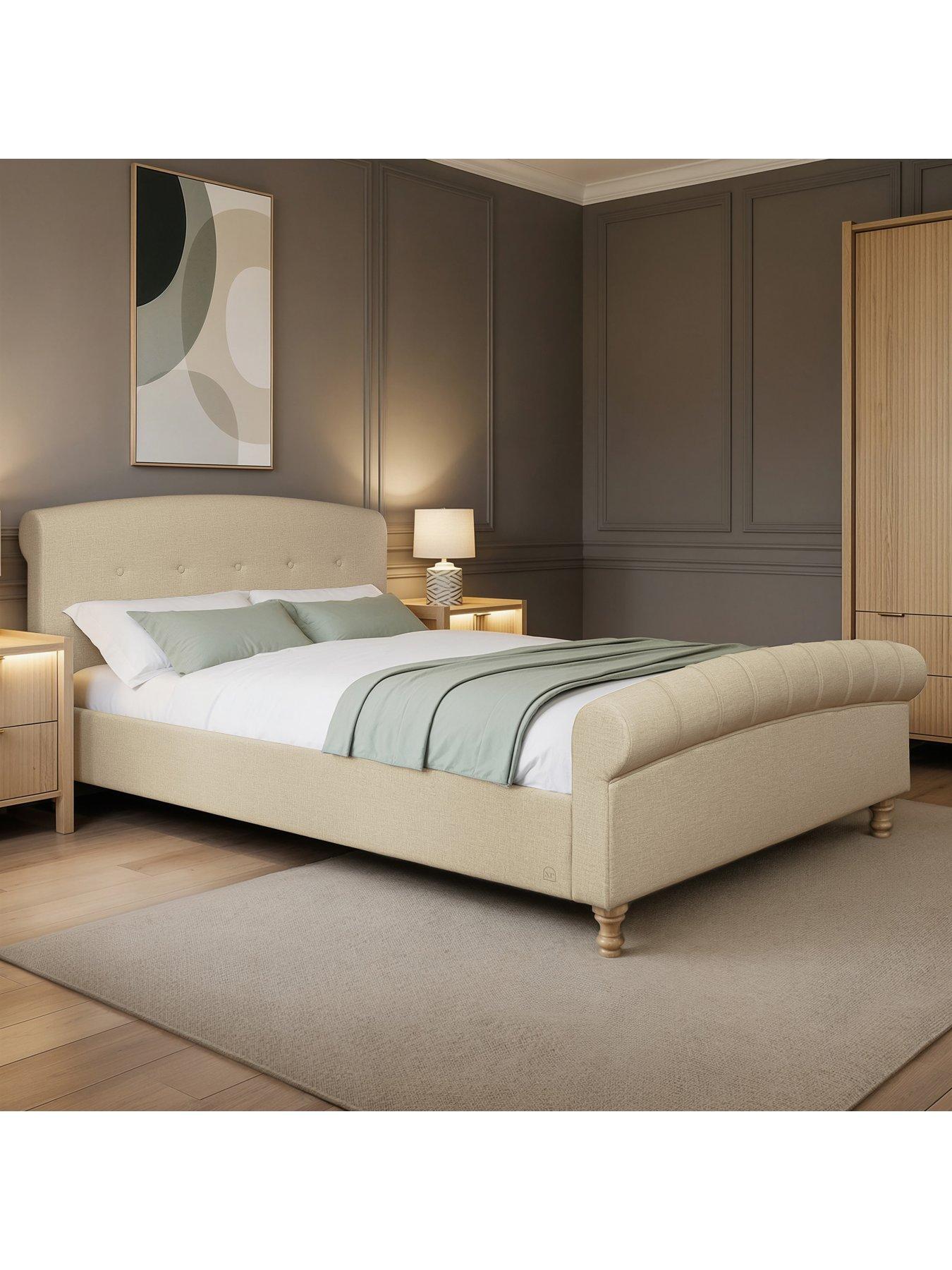 Image 6 of 7 of XR Living Camille Sleigh Shadow Ottoman Bed&nbsp;- Natural Stone
