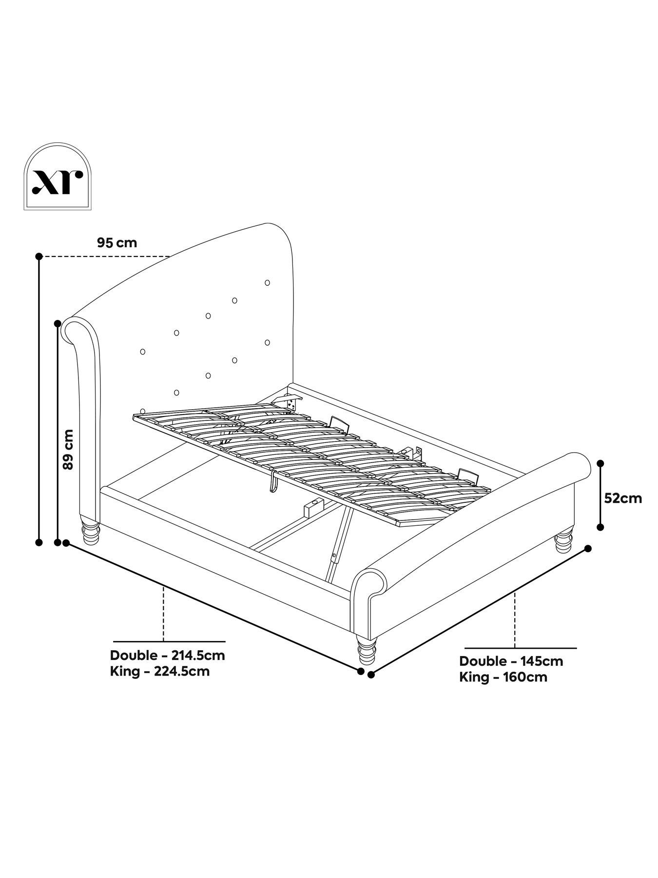 Image 7 of 7 of XR Living Camille Sleigh Shadow Ottoman Bed&nbsp;- Natural Stone