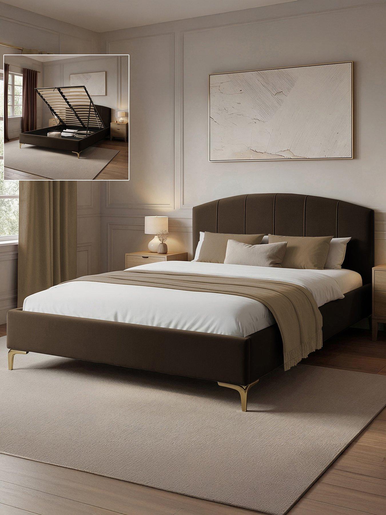 XR Living Avery Shadow Ottoman Bed - Brown Mocha - Double