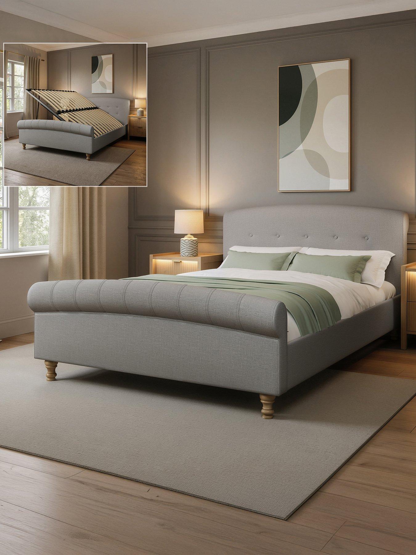 XR Living Camille Sleigh Shadow Ottoman Bed - Grey
