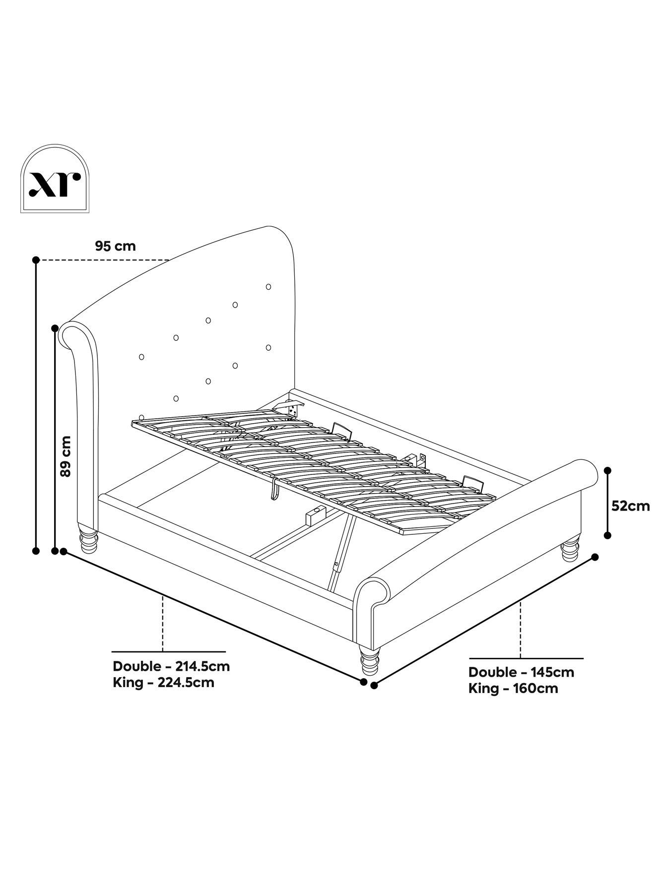 Image 7 of 7 of XR Living Camille Sleigh Shadow Ottoman Bed -&nbsp;Grey