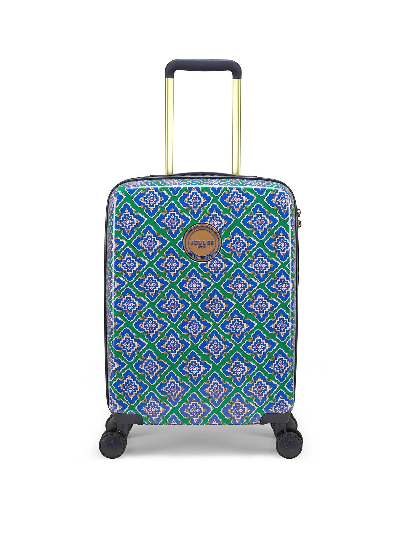 front image of joules-cabin-4-wheeled-trolley-case-tiled-diamond