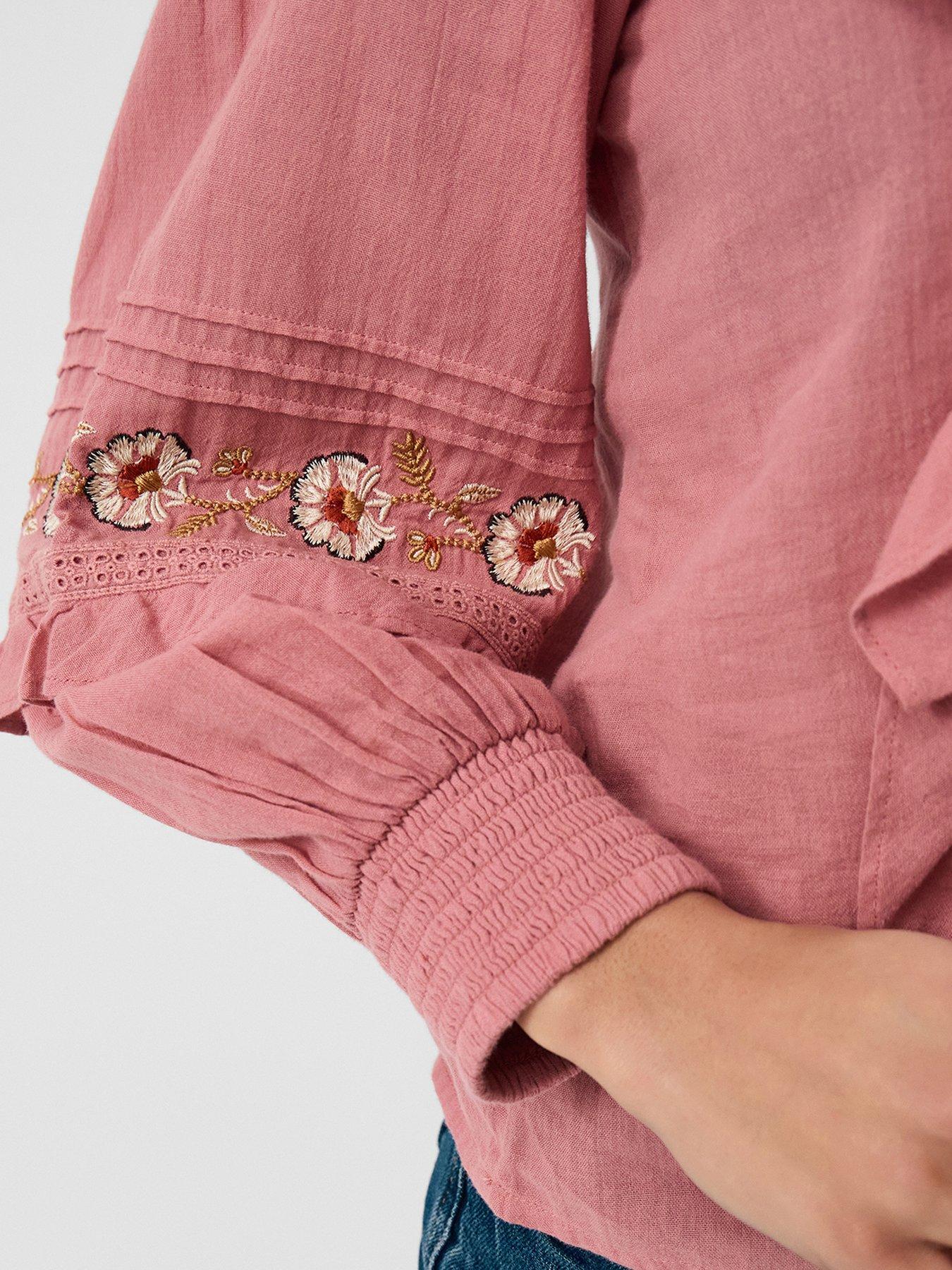 Image 4 of 4 of Accessorize Pink Ruffle Emb Blouse