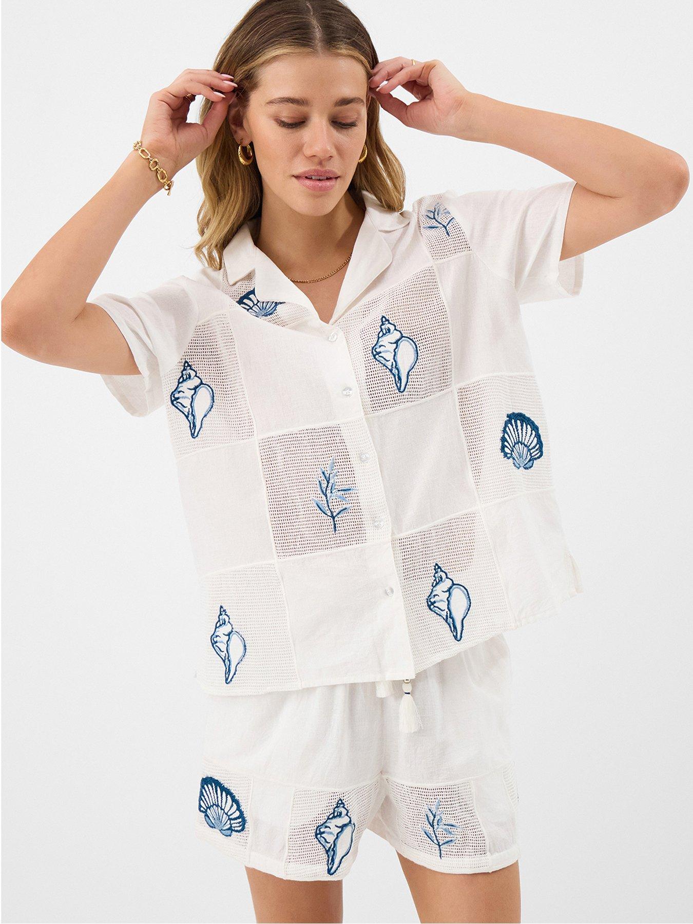 front image of accessorize-shell-embroidered-patchwork-shirt-cream