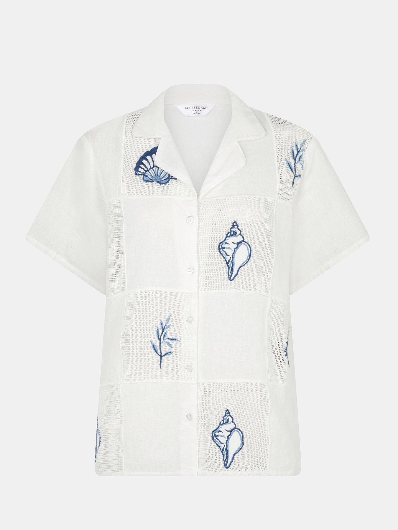 Image 4 of 5 of Accessorize Shell Embroidered Patchwork Shirt