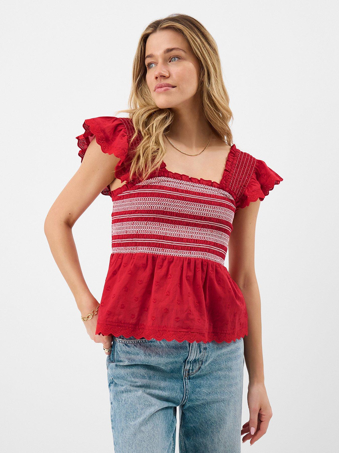 Image 1 of 5 of Accessorize Smocked Broderie Top