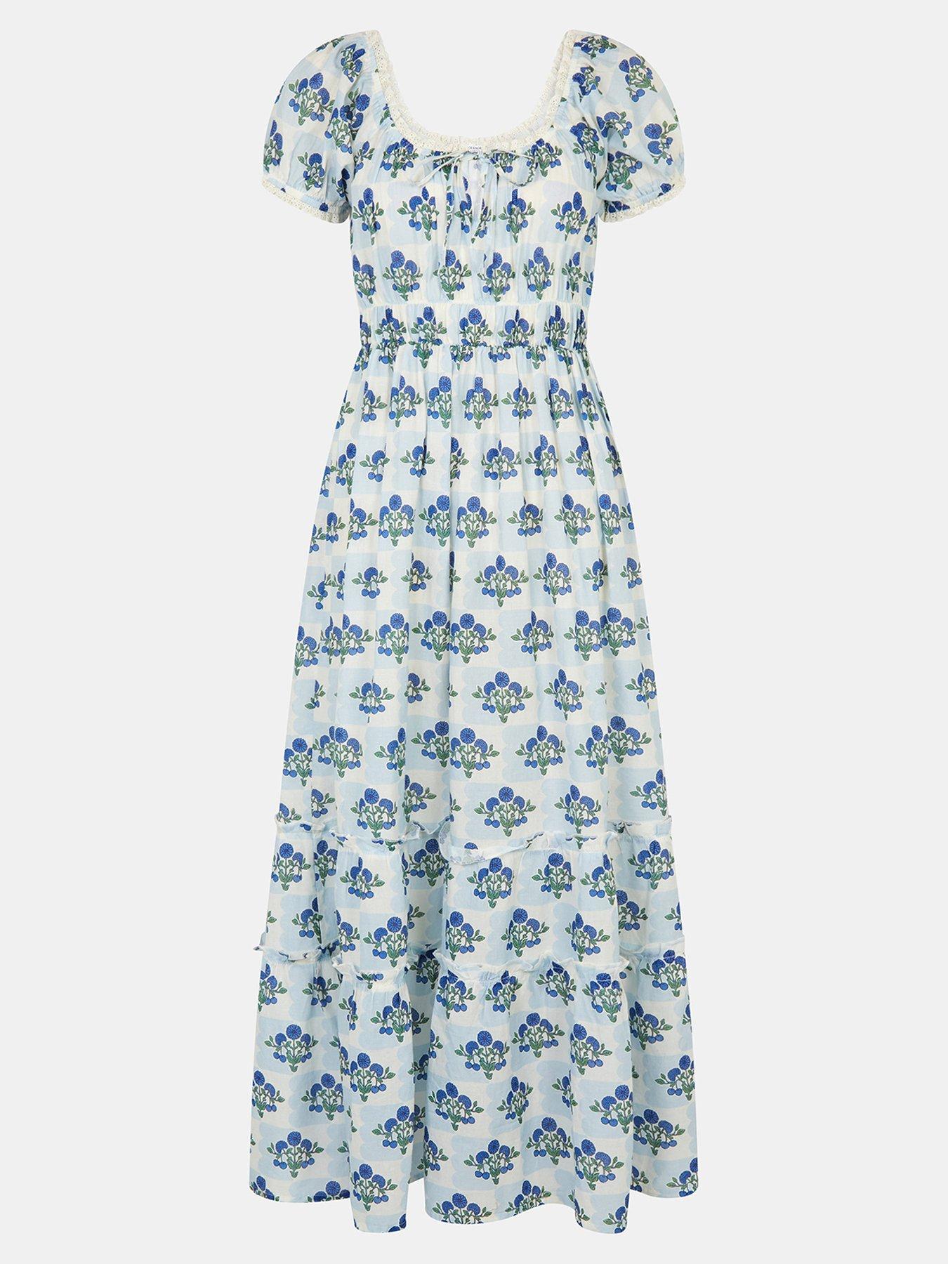 Image 3 of 5 of Accessorize Off The Shoulder Floral Midi Dress - Cream