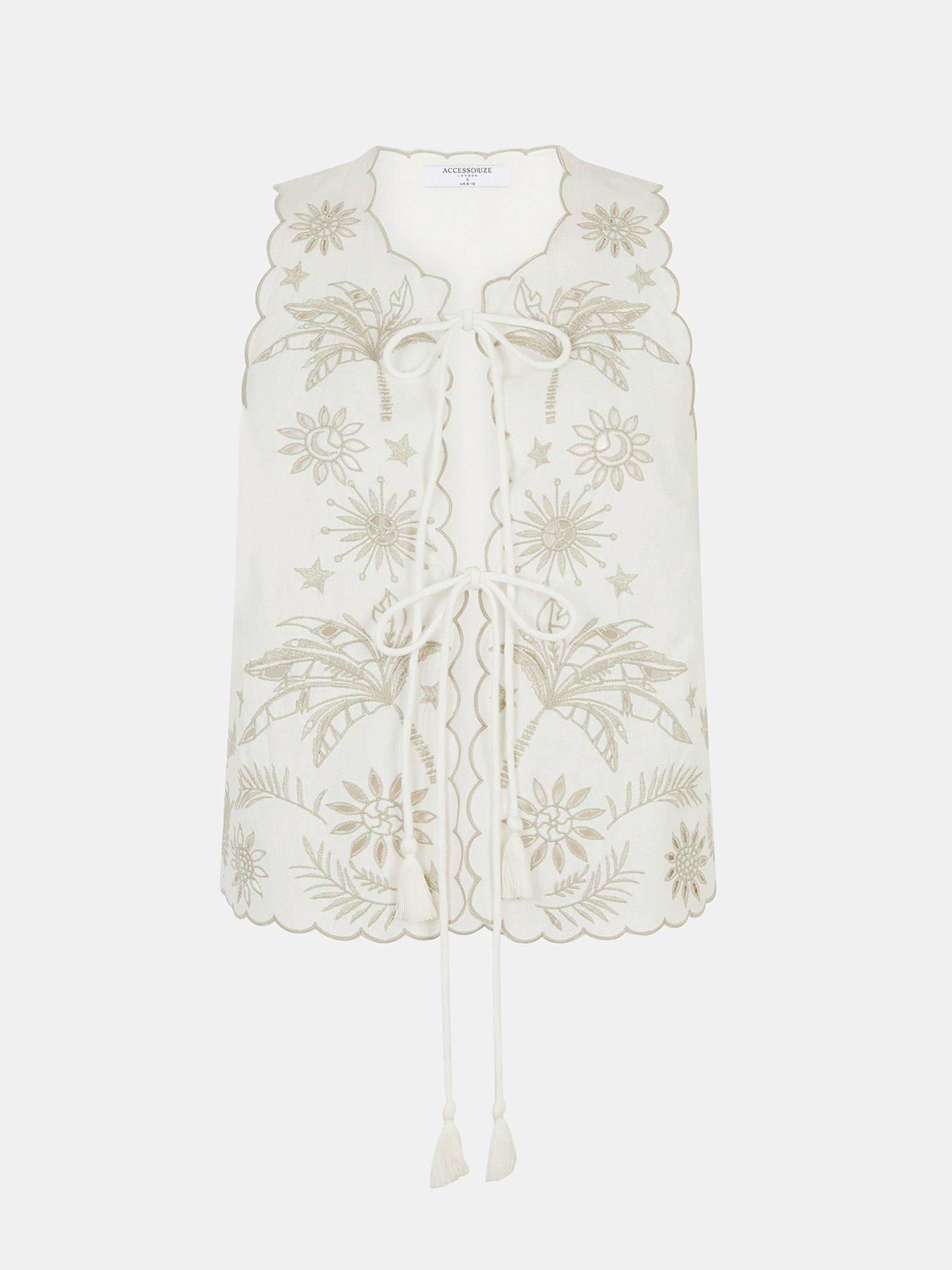  image of accessorize-floral-cut-out-sleeveless-cream