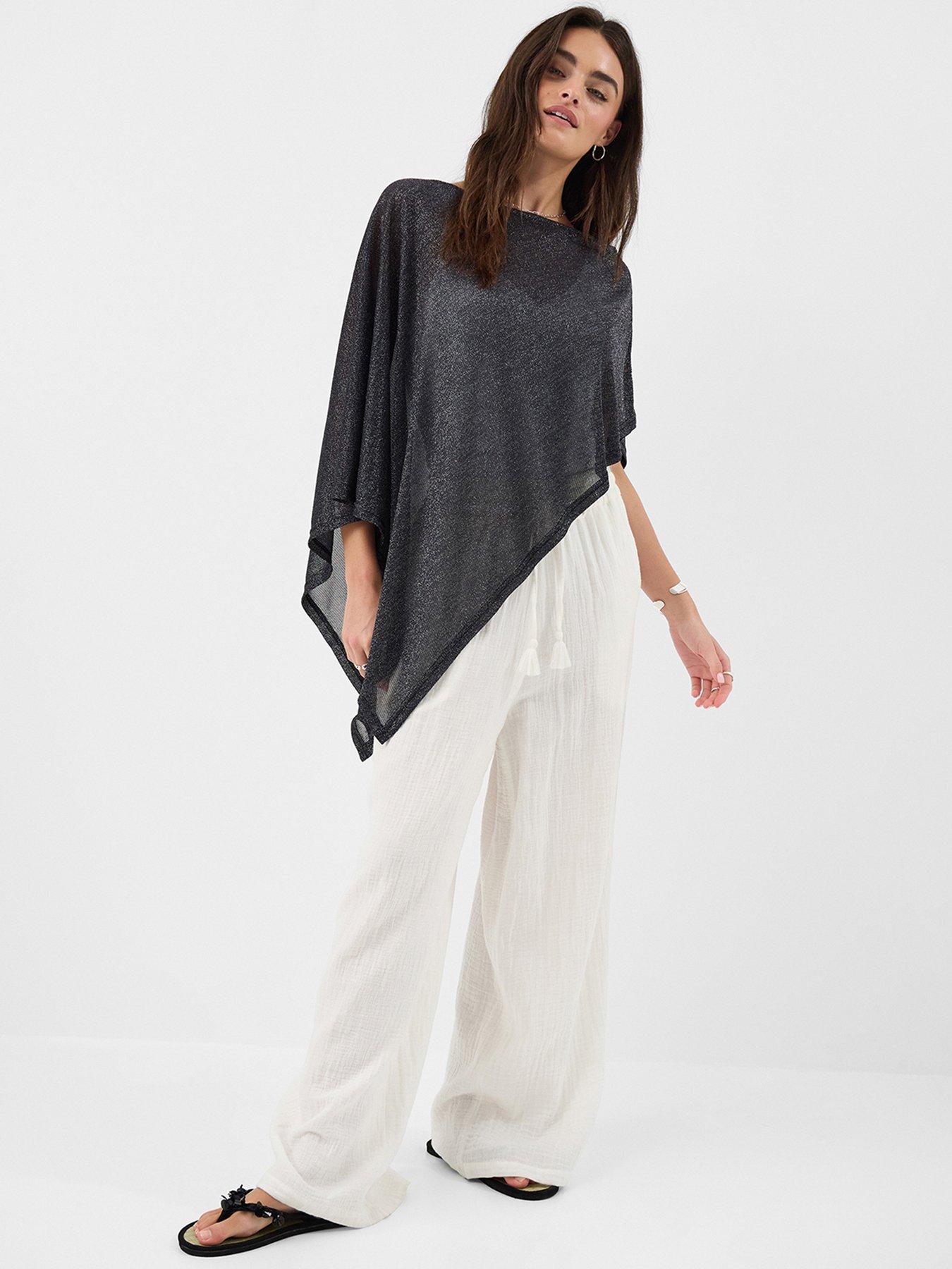Image 4 of 5 of Accessorize Shimmer Poncho - Black