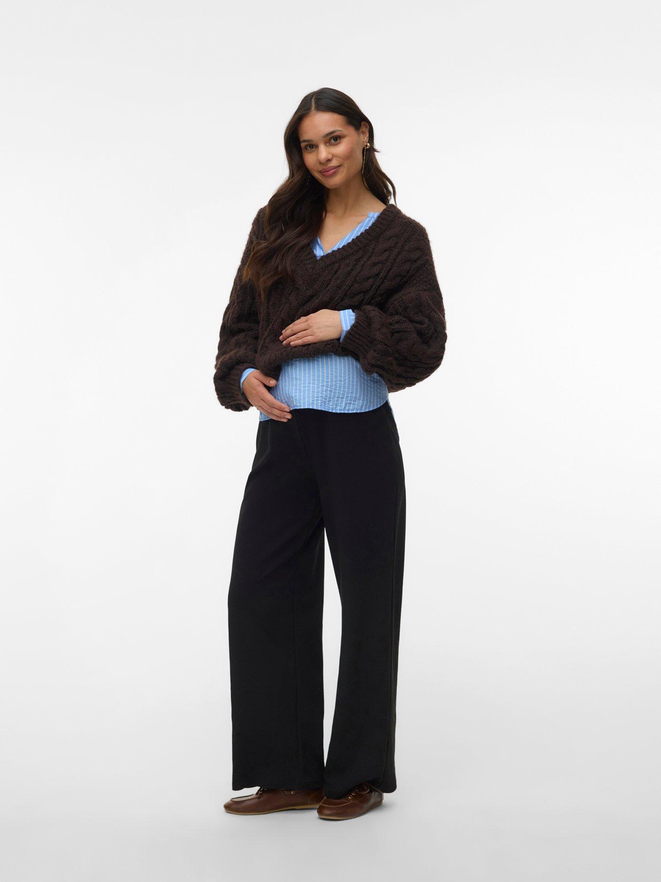 Mamalicious Women's Wide Leg Jersey Trousers - Black