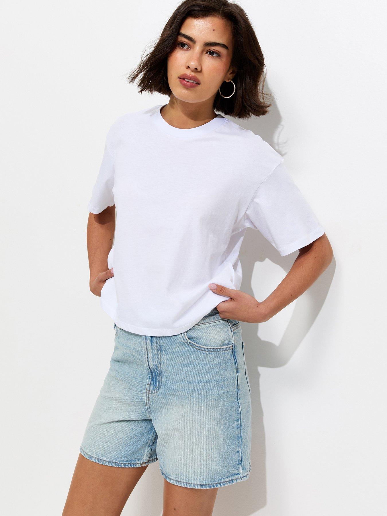Image 1 of 5 of New Look Cotton Boxy T-Shirt - White