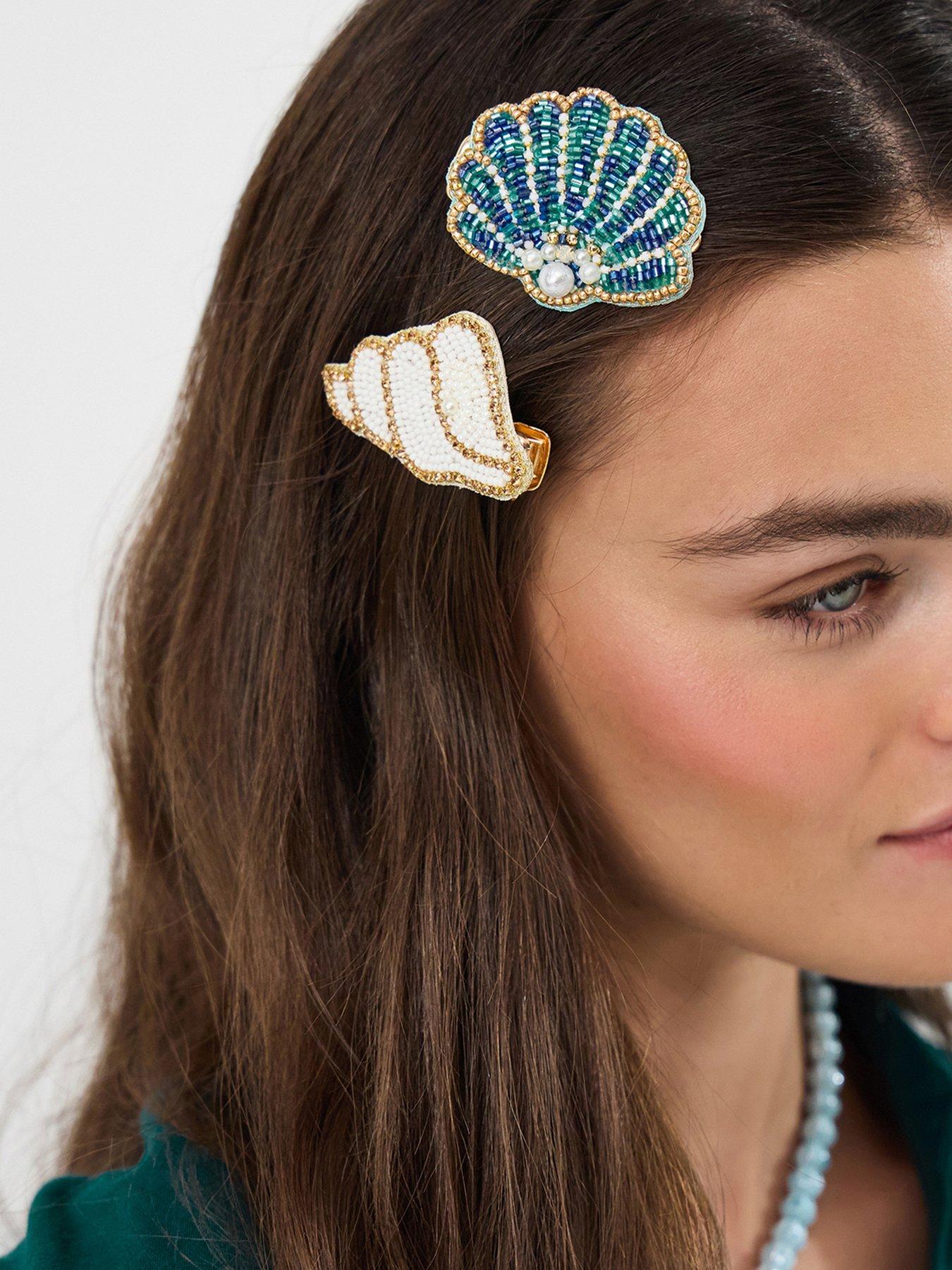 Image 2 of 3 of Accessorize 2 X Beaded Shell Snap Cli