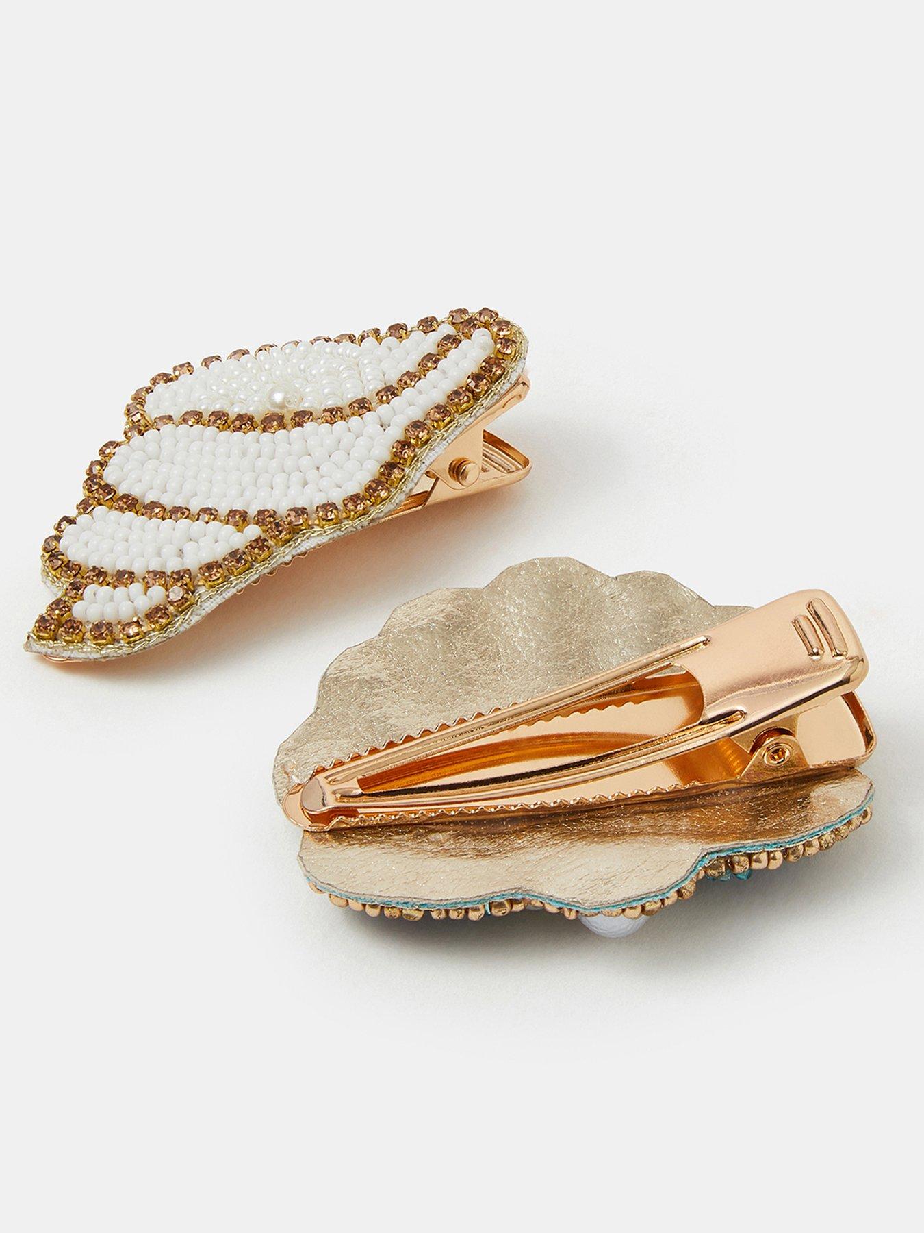 Image 3 of 3 of Accessorize 2 X Beaded Shell Snap Cli