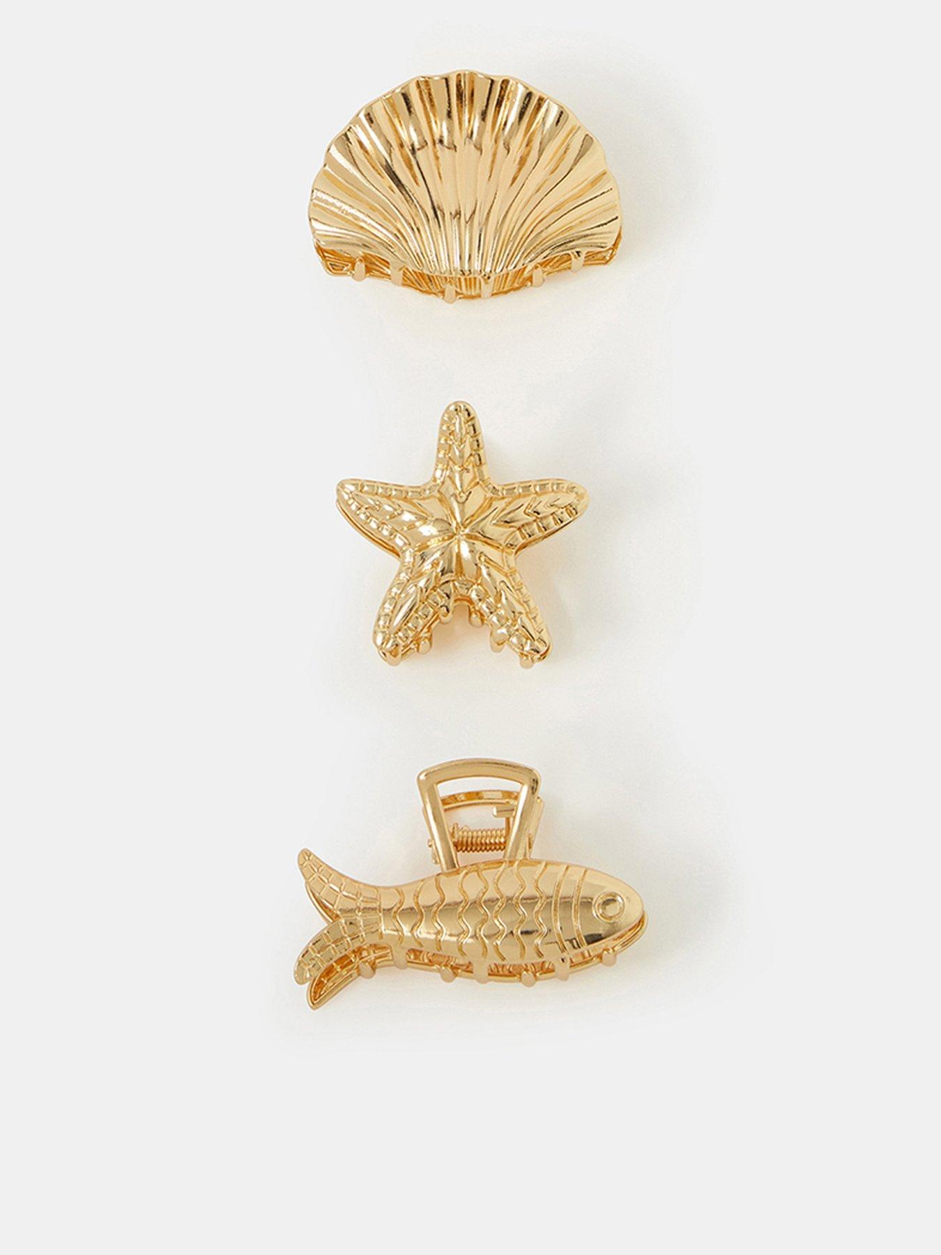 Image 1 of 3 of Accessorize 3-pack Ocean Metal Claw Clips