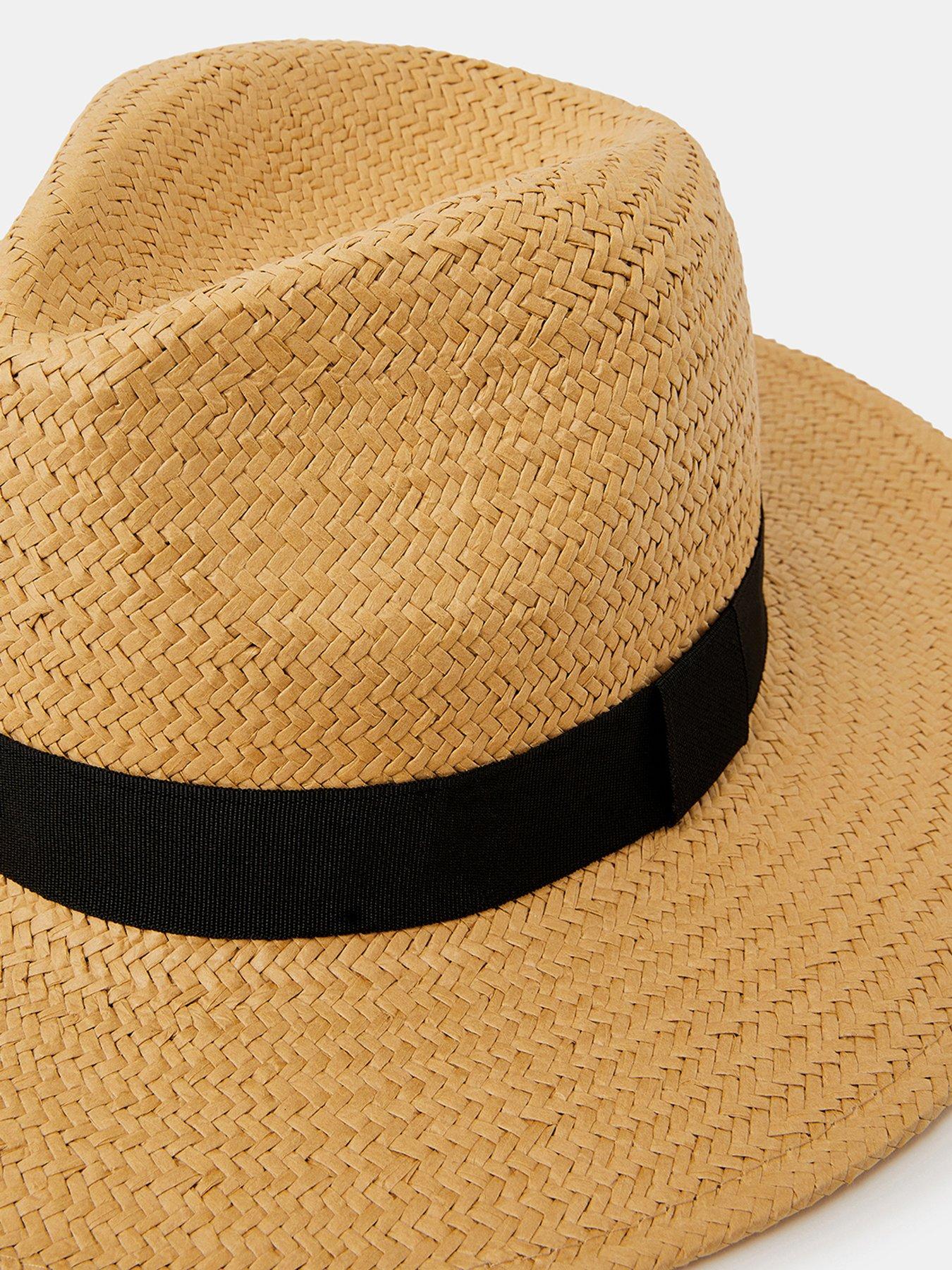 Image 3 of 4 of Accessorize Straw Panama Hat - Brown