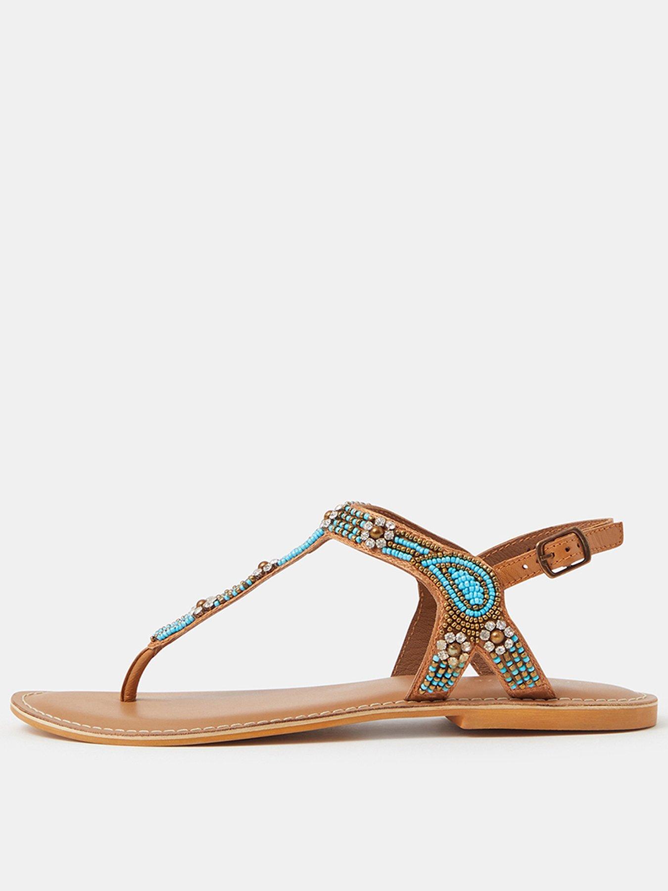 Accessorize Beaded Flower Sandals - Blue