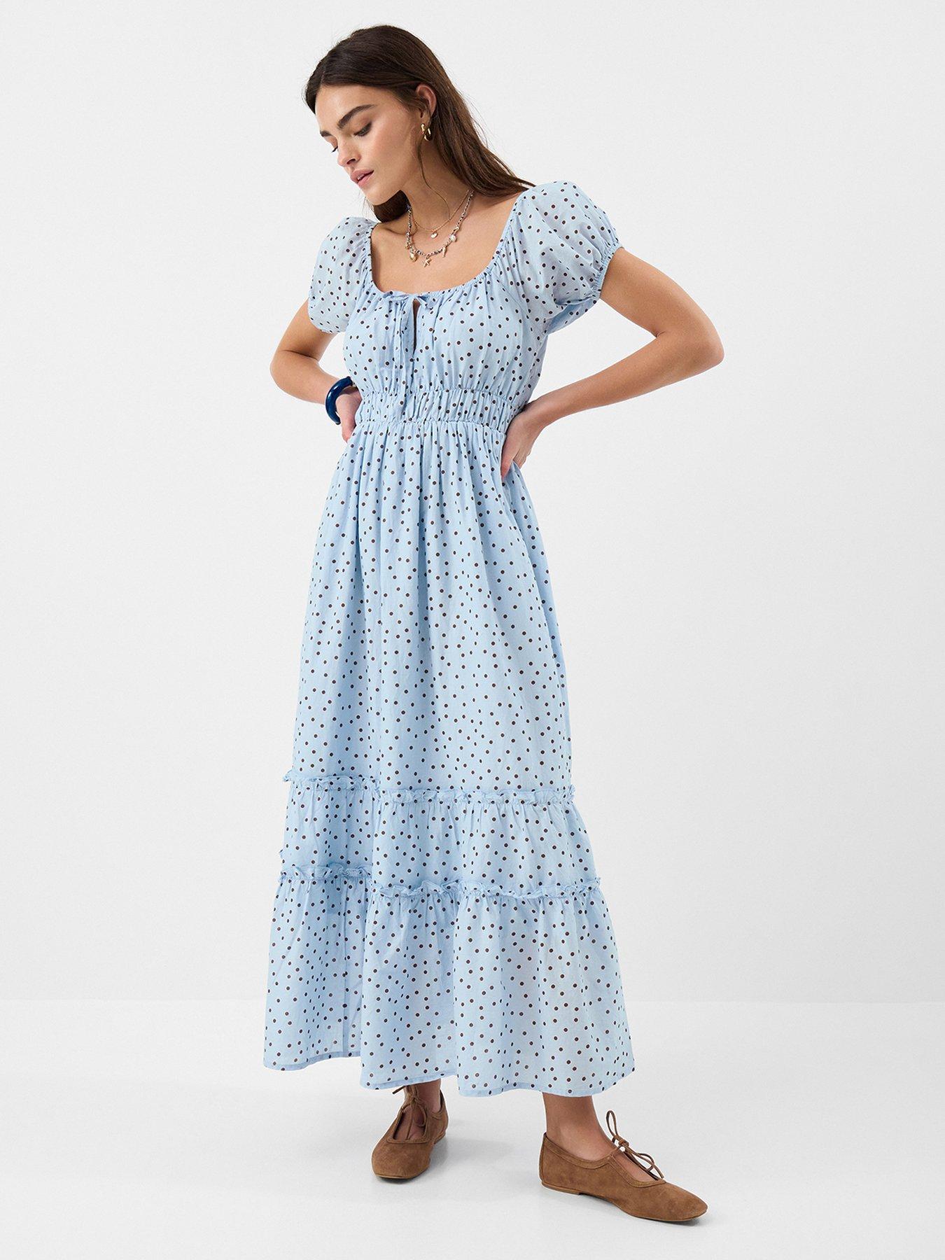 Image 1 of 4 of Accessorize Blue Polka Dot Dress