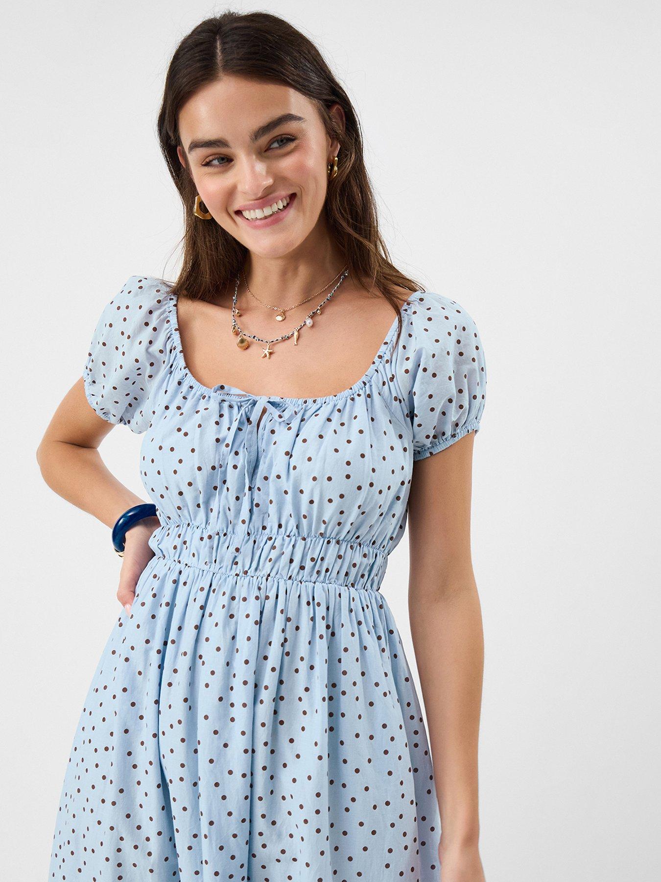 Image 3 of 4 of Accessorize Blue Polka Dot Dress