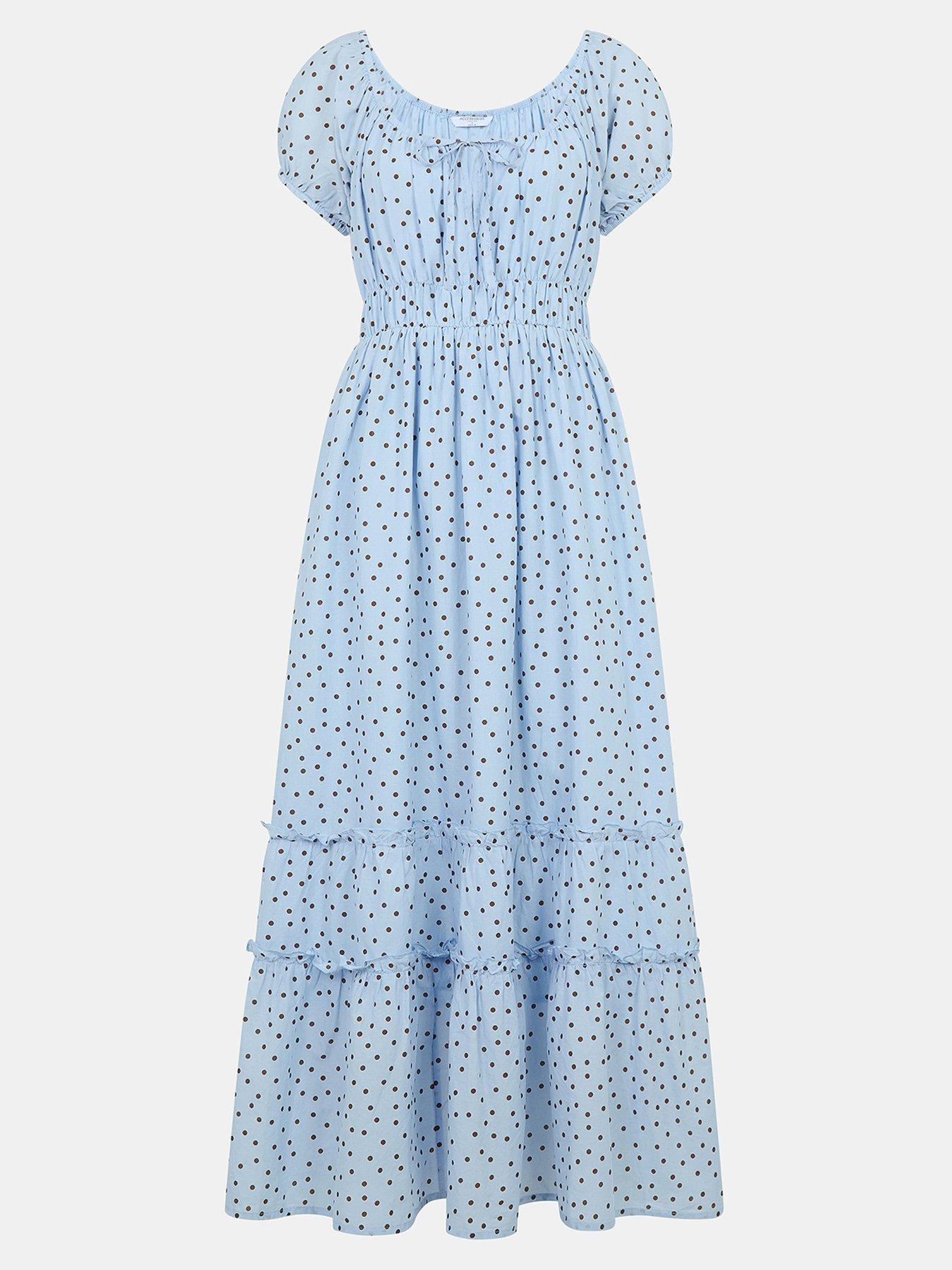 Image 4 of 4 of Accessorize Blue Polka Dot Dress