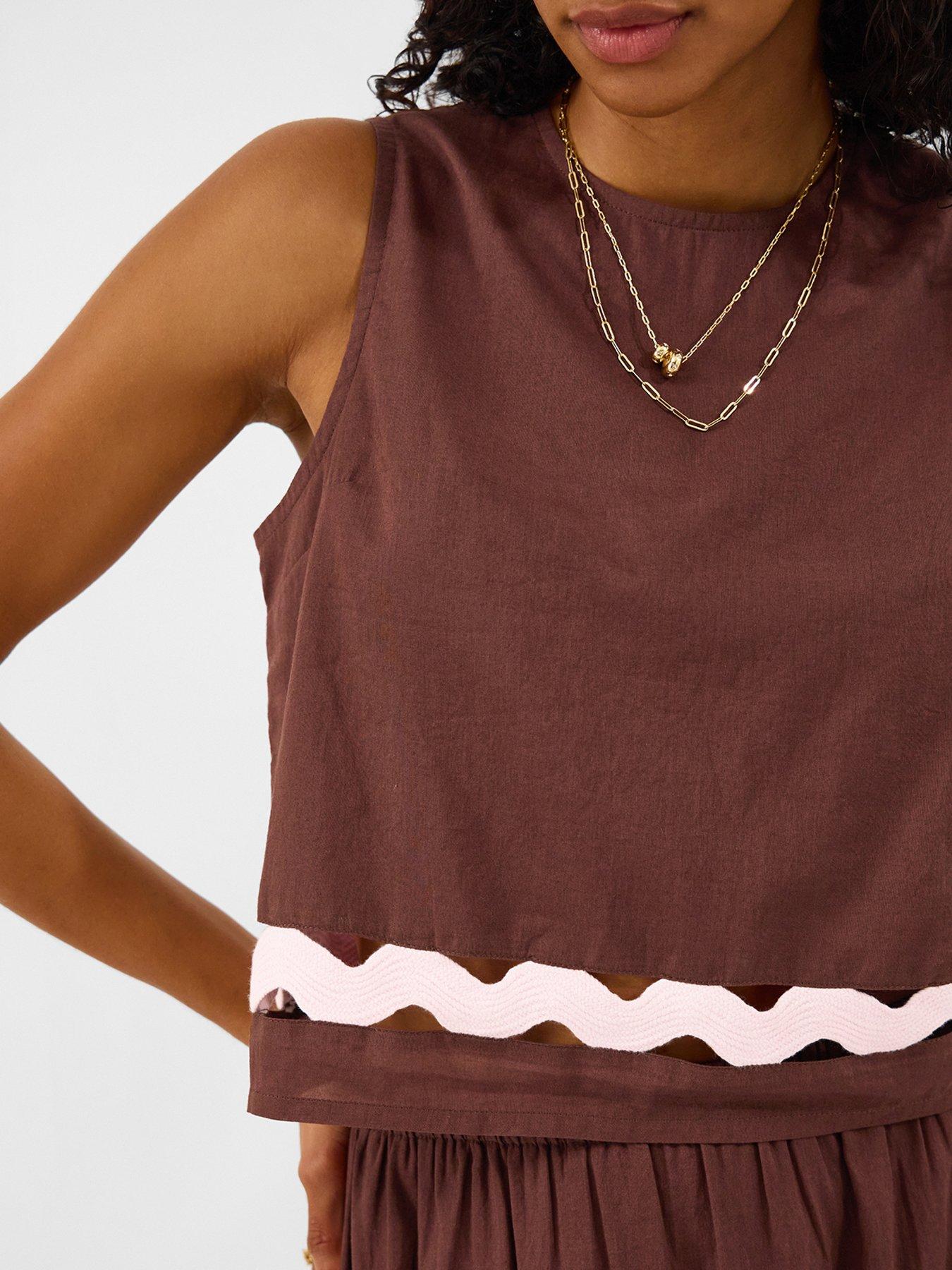 Image 4 of 4 of Accessorize Brown Ric Rac Top